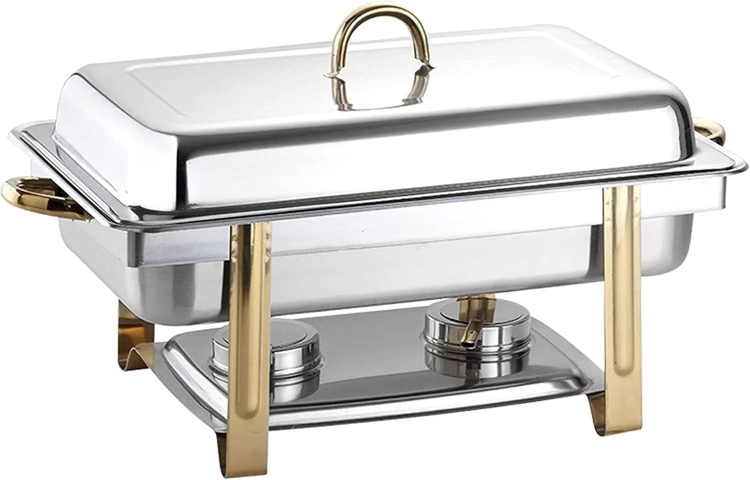 ظرف گرم نگهدارنده غذا مربع روکش طلایی oBlosdh مناسب مهمانی ها و پذیرایی، ست گرمکن بوفه پذیرایی تجاری استیل ضد زنگ، به همراه ظرف غذا، ظرف آب، درب و جای سوخت ظرف گرم نگهدارنده غذا مربع روکش طلایی oBlosdh مناسب مهمانی ها و پذیرایی، ست گرمکن بوفه پذیرایی تجاری استیل ضد زنگ، به همراه ظرف غذا، ظرف آب، درب و جای سوخت