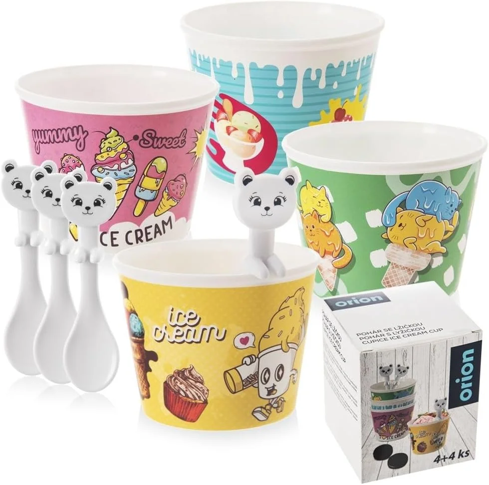 ظرف دسر بستنی خوری Orion Group با قاشق طرح دار کودکانه - بسته 4 عددی ظرف دسر بستنی خوری Orion Group با قاشق طرح دار کودکانه - بسته 4 عددی