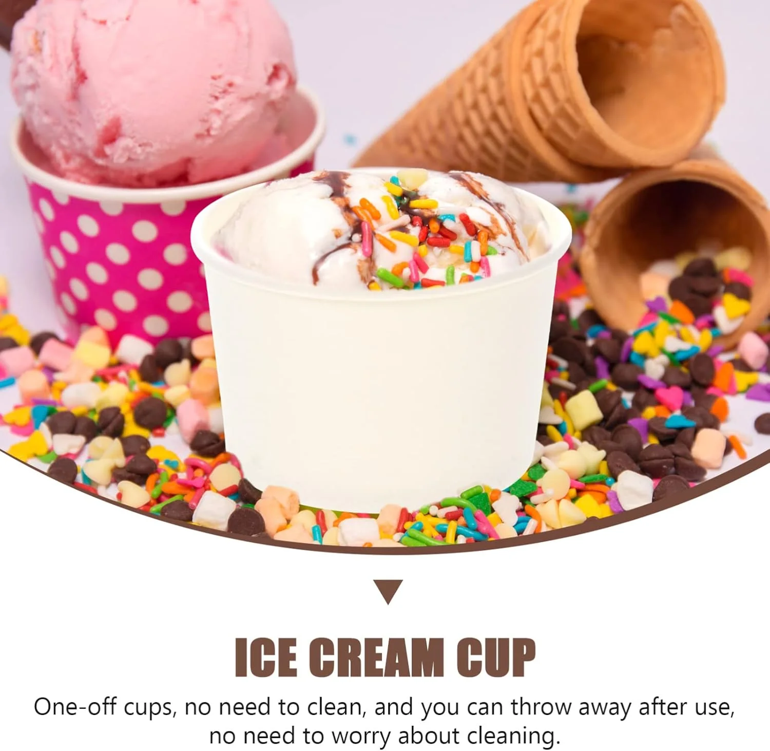 200 عدد ظرف کاغذی دسر، ظروف کاغذی بستنی، لوازم مهمانی با درب