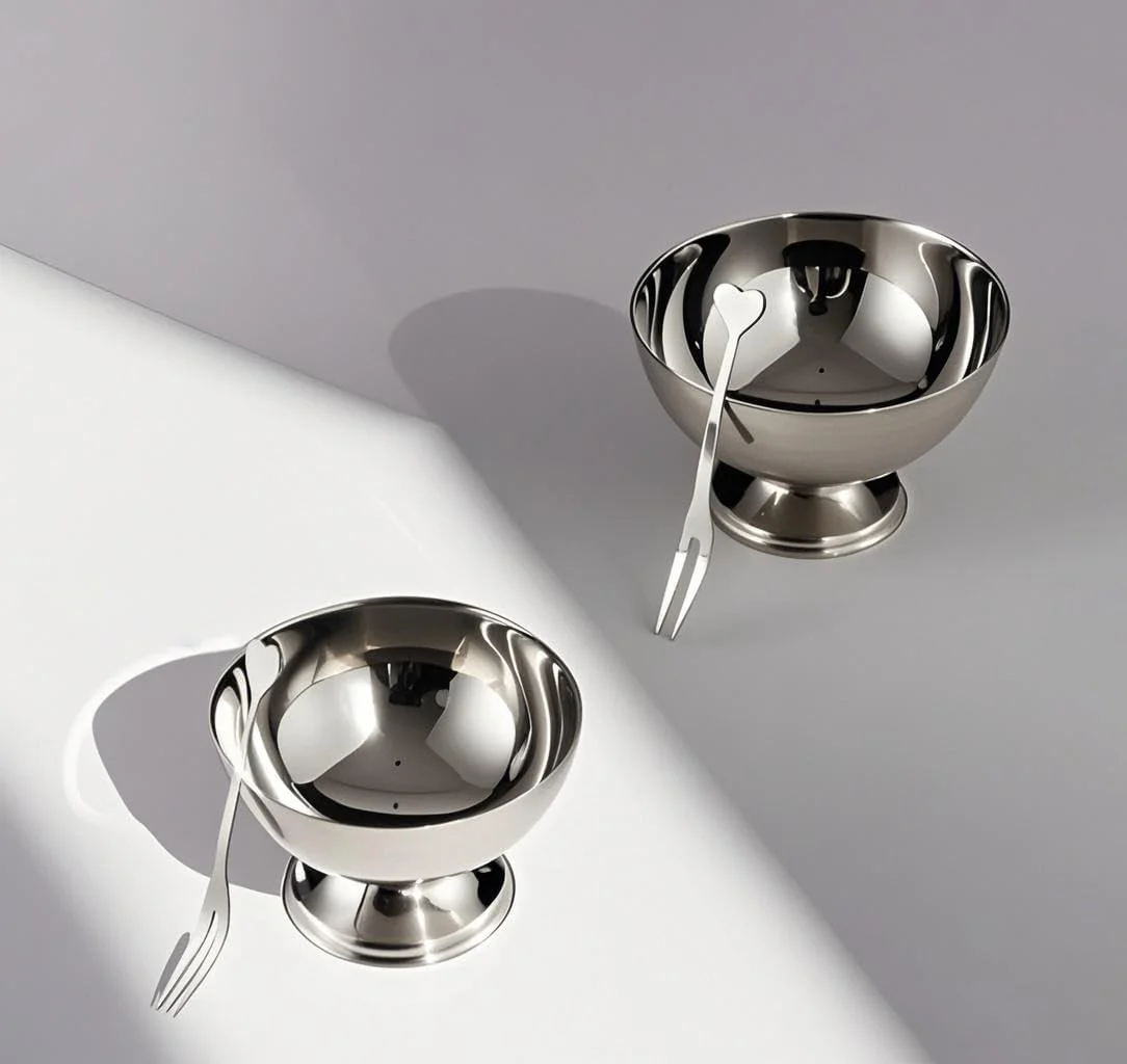 کاسه بستنی استیل ضد زنگ PACEKONER، کاسه سالاد قابل استفاده مجدد، کاسه دسر، فنجان فلزی، برای بستنی، میوه، پودینگ، تنقلات، چاشنی (نقره ای، 3.94 اینچ)