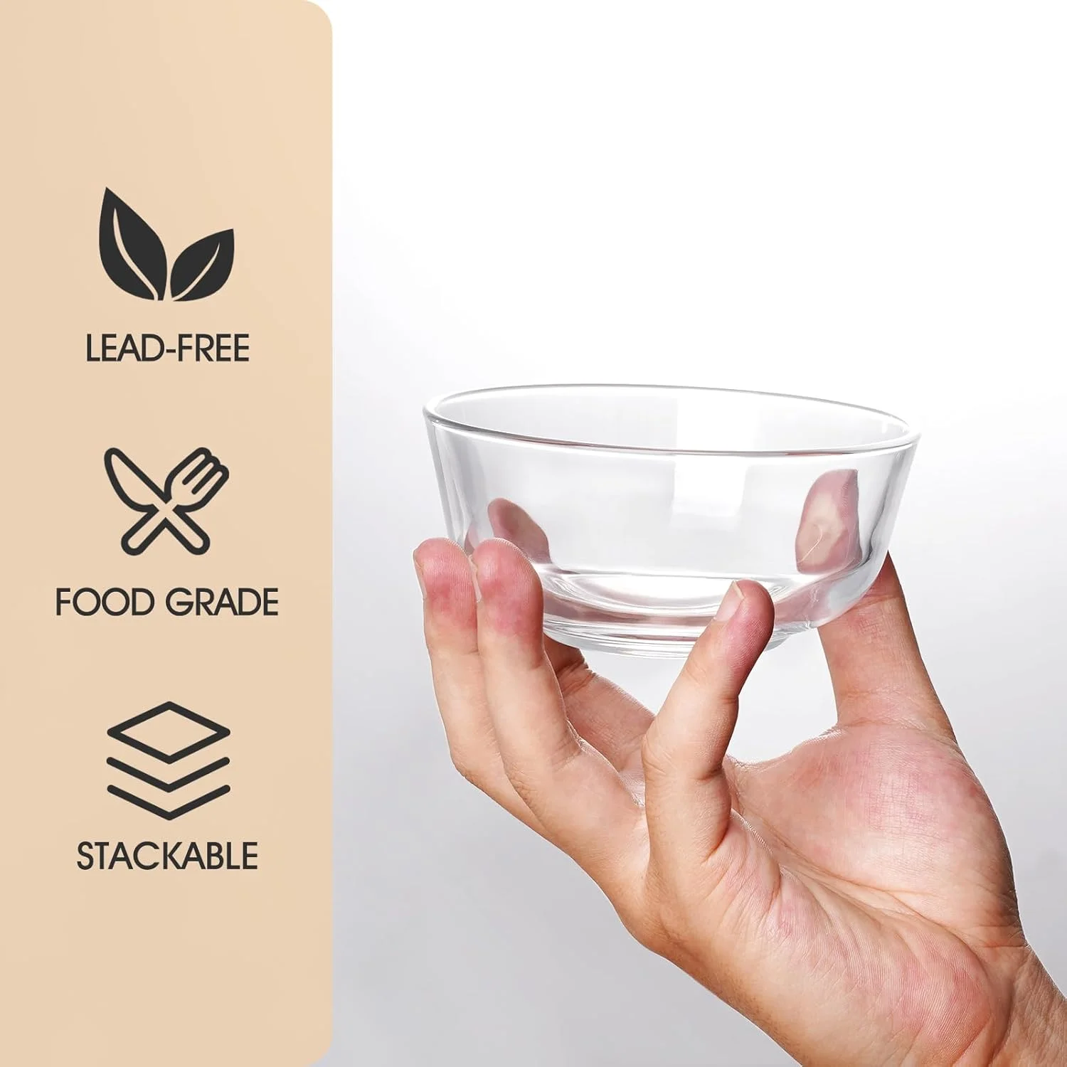 ست کاسه شیشه ای کوچک نوتری یو پی اس 4.5 اینچی، ست 6 عددی کاسه دسر - کاسه های آماده سازی کوچک 8 اونسی برای آشپزخانه، کاسه های سس شفاف برای غذا خوردن