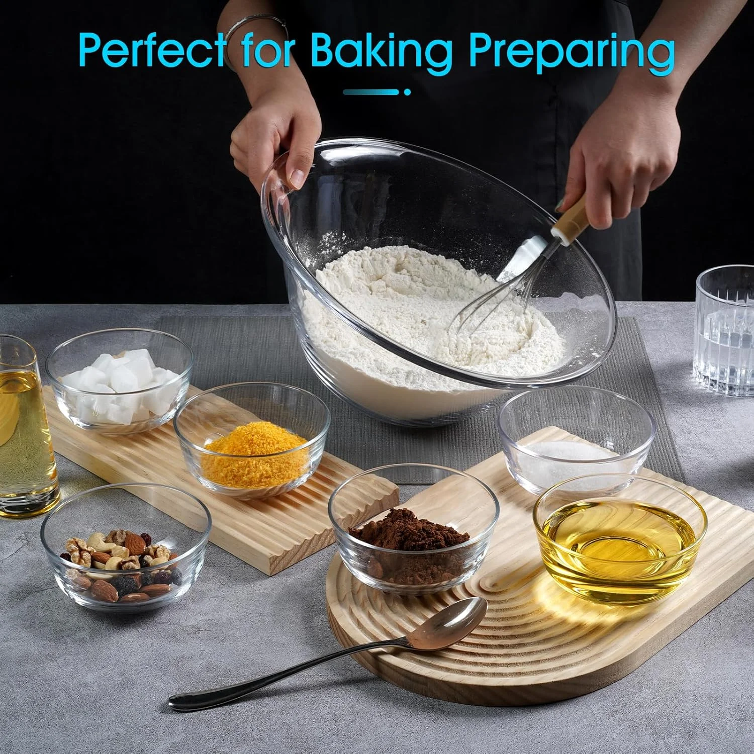 ست کاسه شیشه ای کوچک نوتری یو پی اس 4.5 اینچی، ست 6 عددی کاسه دسر - کاسه های آماده سازی کوچک 8 اونسی برای آشپزخانه، کاسه های سس شفاف برای غذا خوردن