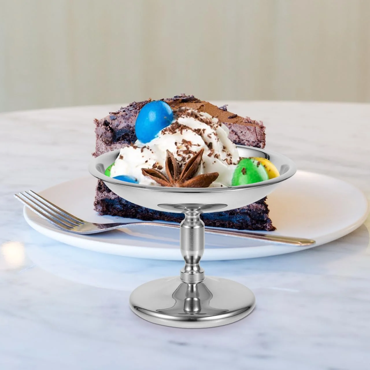 NOLITOY 5 عدد کاسه بستنی پایه دار، جا بستنی فلزی، بشقاب پیش غذا، ظروف میوه، ظروف دسر، ظرف غذا، فنجان دسر تزئینی، کاسه دسر آشپزخانه