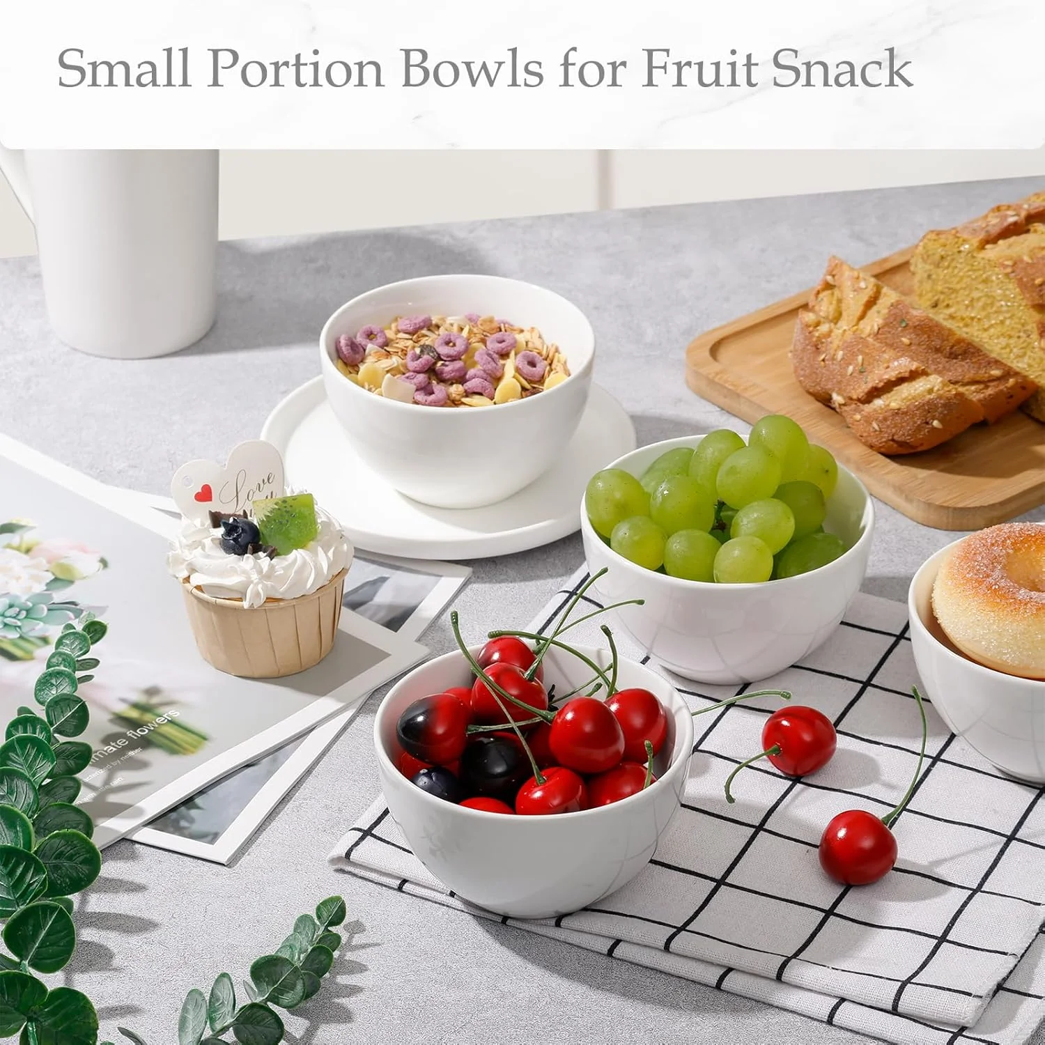 کاسه دسر 300 میلی لیتری NUTRIUPS، کاسه های کوچک غلات، کاسه سرامیکی 11 × 6 سانتی متری برای تنقلات، دسرها، سالادهای جانبی، برنج، کاسه سوپ 4 عددی