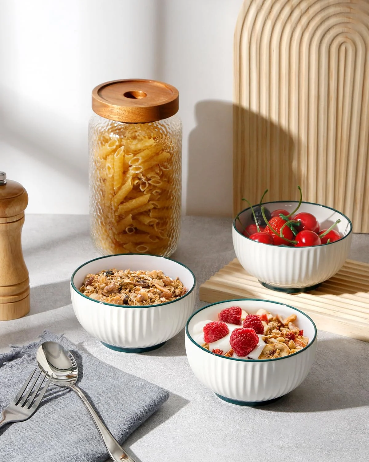 کاسه دسر نوتری یو پی اس 300 میلی لیتر، ست کاسه، کاسه سس خوری 11 سانتی متری، کاسه بستنی، کاسه تنقلات… (4 عدد)