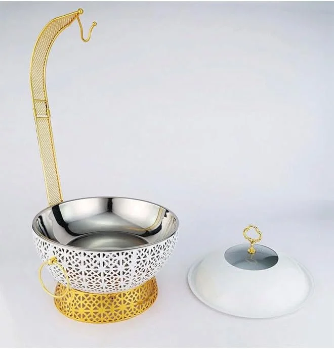 گرمکن و گرم نگهدارنده غذا استیل ضد زنگ NKX، ظرف بوفه 8.0 لیتری، رنگ سفید