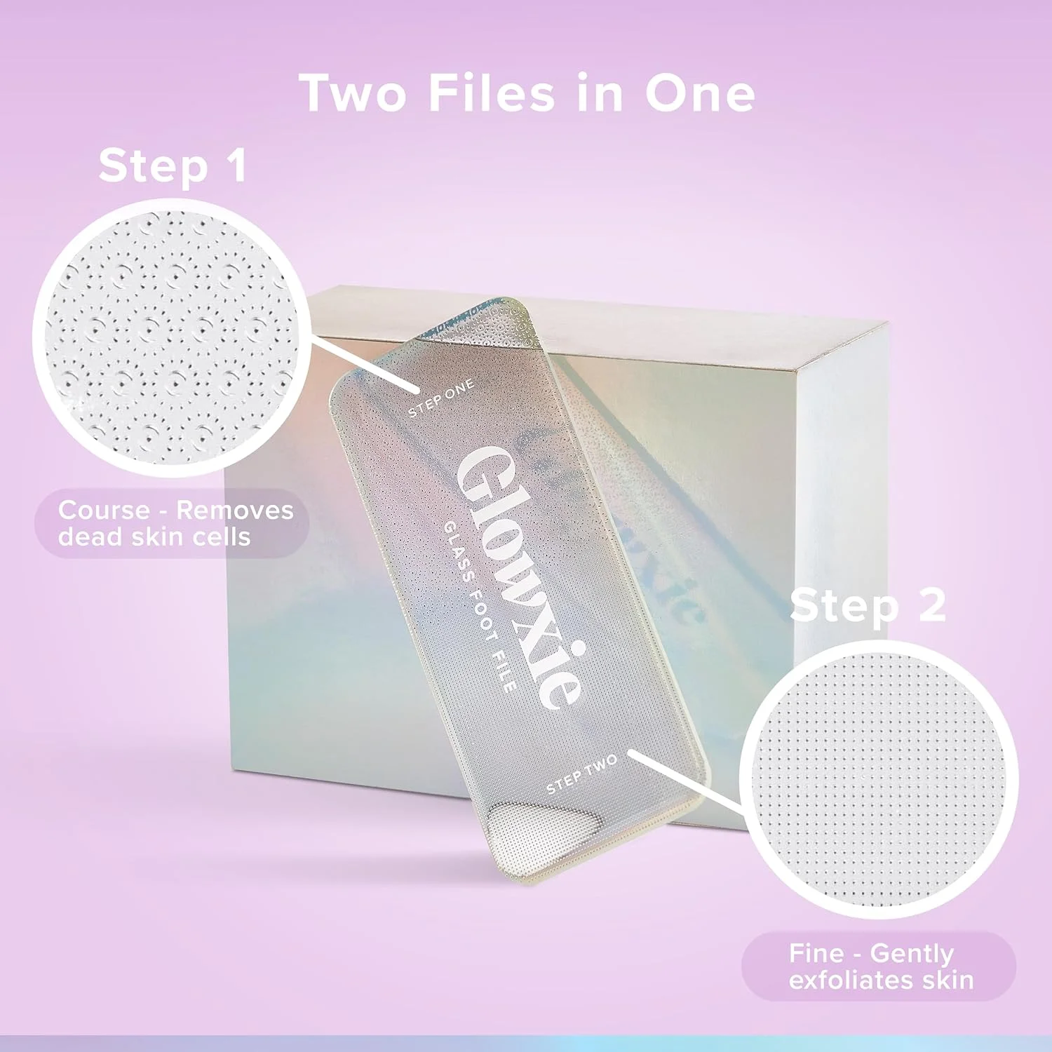 سوهان شیشه ای پا Glowxie | 2 سوهان در 1 (اسکراب + باف) | از بین برنده پوست مرده و پینه | بادوام | ضد حساسیت