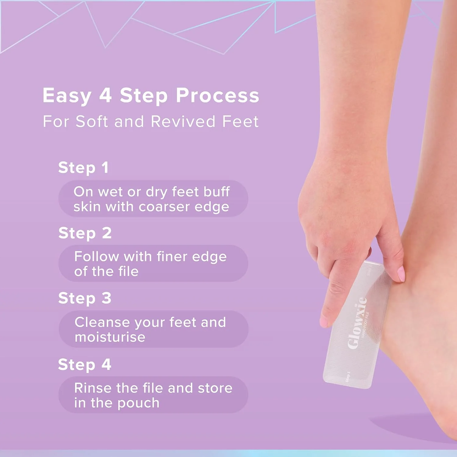 سوهان شیشه ای پا Glowxie | 2 سوهان در 1 (اسکراب + باف) | از بین برنده پوست مرده و پینه | بادوام | ضد حساسیت