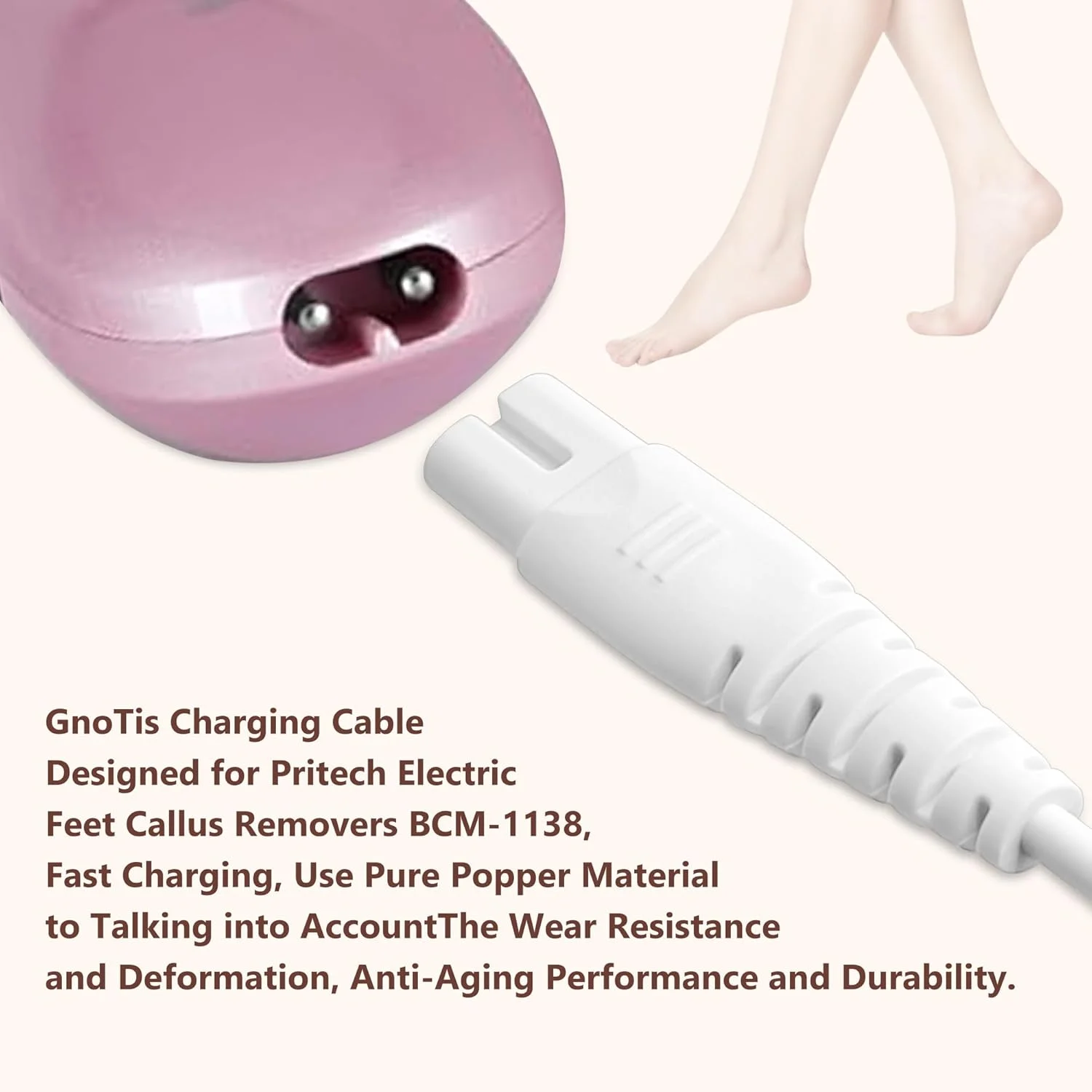 کابل شارژر برقی جایگزین GnoTis، بسته 2 عددی، سازگار با سنگ پای برقی Pritech BCM-1138، کابل آداپتور USB برای دستگاه سنگ پا کابل شارژر برقی جایگزین GnoTis، بسته 2 عددی، سازگار با سنگ پای برقی Pritech BCM-1138، کابل آداپتور USB برای دستگاه سنگ پا