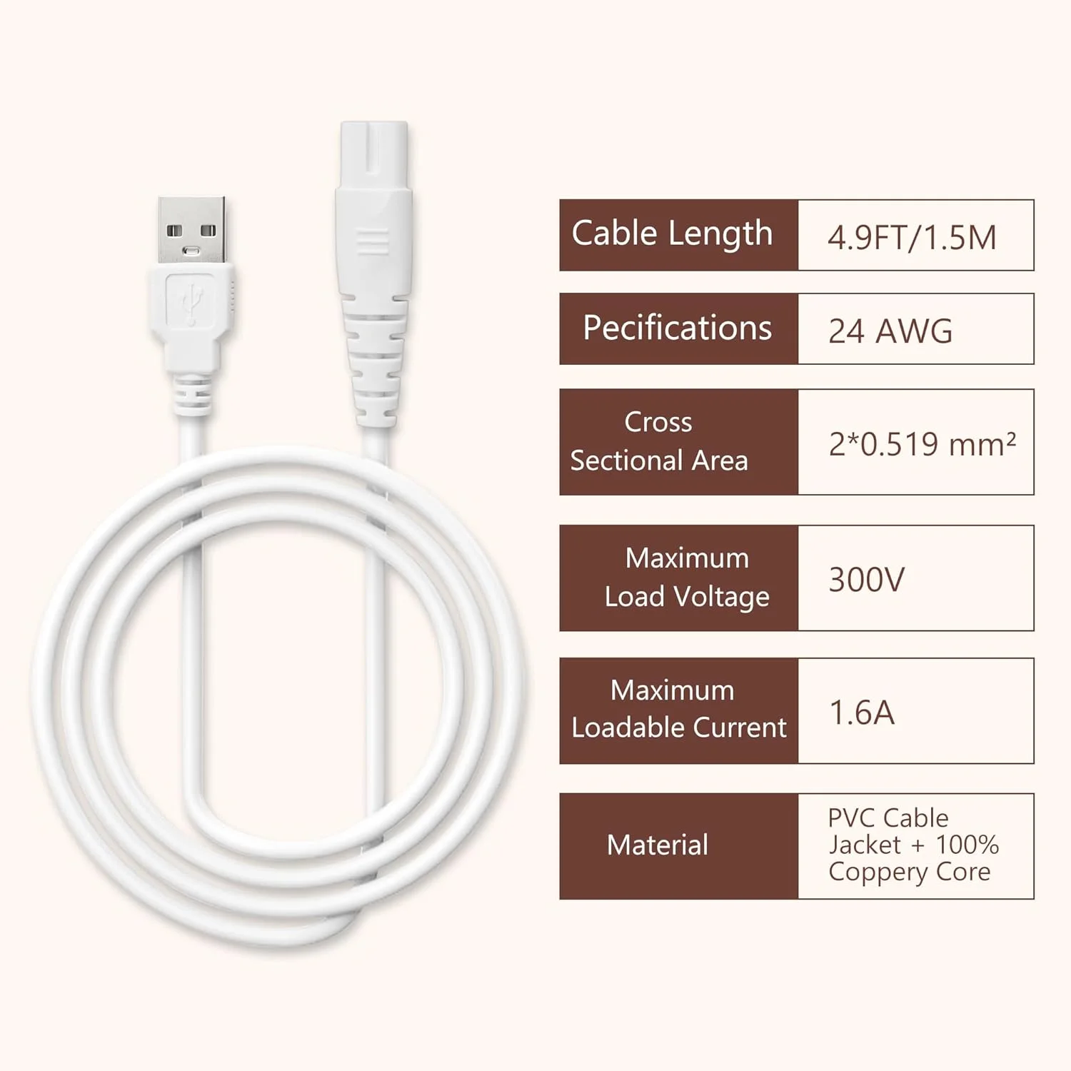 کابل شارژر برقی جایگزین GnoTis، بسته 2 عددی، سازگار با سنگ پای برقی Pritech BCM-1138، کابل آداپتور USB برای دستگاه سنگ پا کابل شارژر برقی جایگزین GnoTis، بسته 2 عددی، سازگار با سنگ پای برقی Pritech BCM-1138، کابل آداپتور USB برای دستگاه سنگ پا