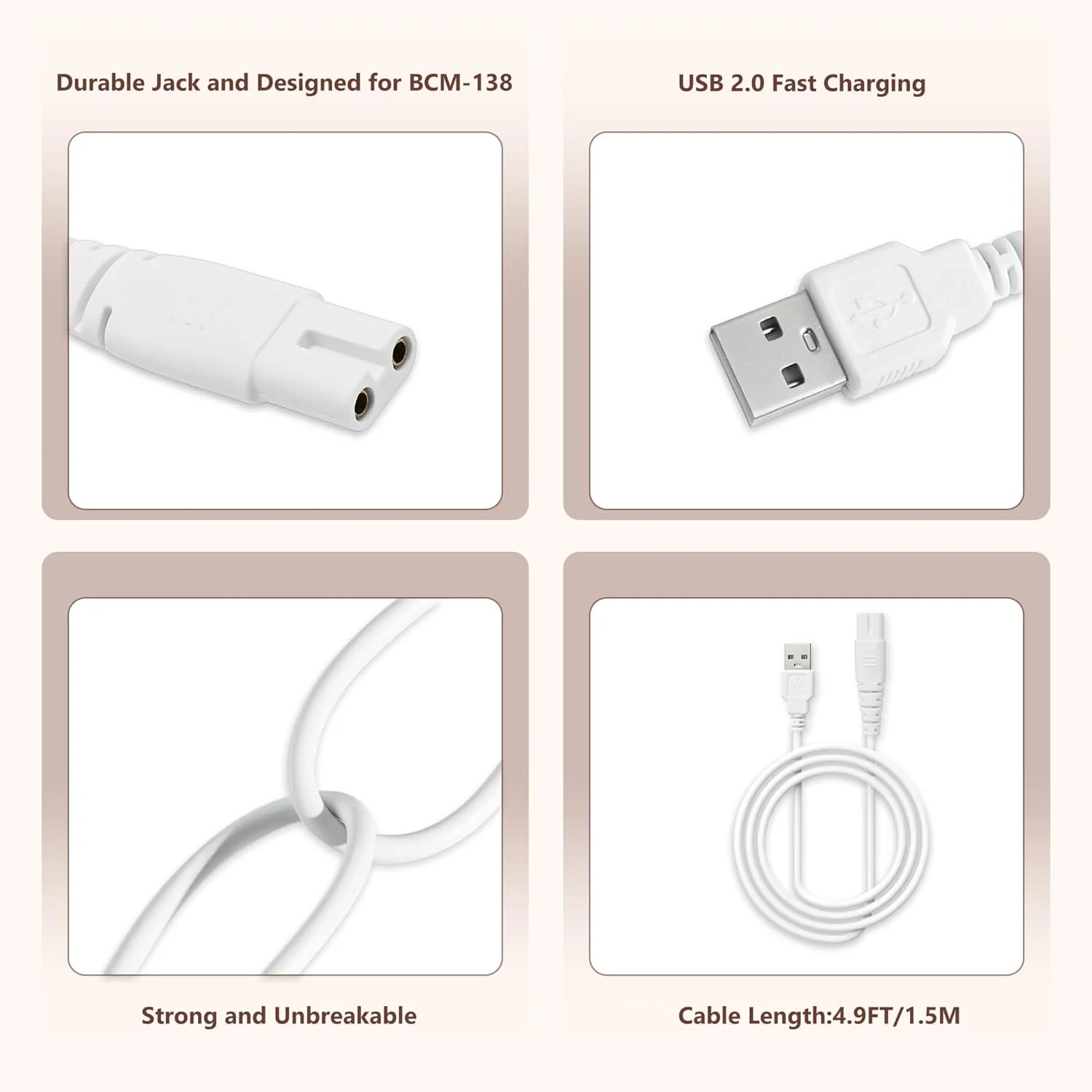 کابل شارژر برقی جایگزین GnoTis، بسته 2 عددی، سازگار با سنگ پای برقی Pritech BCM-1138، کابل آداپتور USB برای دستگاه سنگ پا کابل شارژر برقی جایگزین GnoTis، بسته 2 عددی، سازگار با سنگ پای برقی Pritech BCM-1138، کابل آداپتور USB برای دستگاه سنگ پا