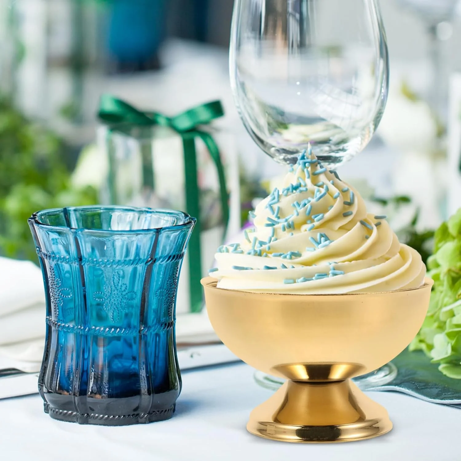 کاسه دسر پایه دار استیل مجیک لولو، ایده آل برای بستنی، میوه و سالاد، فنجان چند منظوره قابل استفاده مجدد طلایی (130 میلی لیتر)