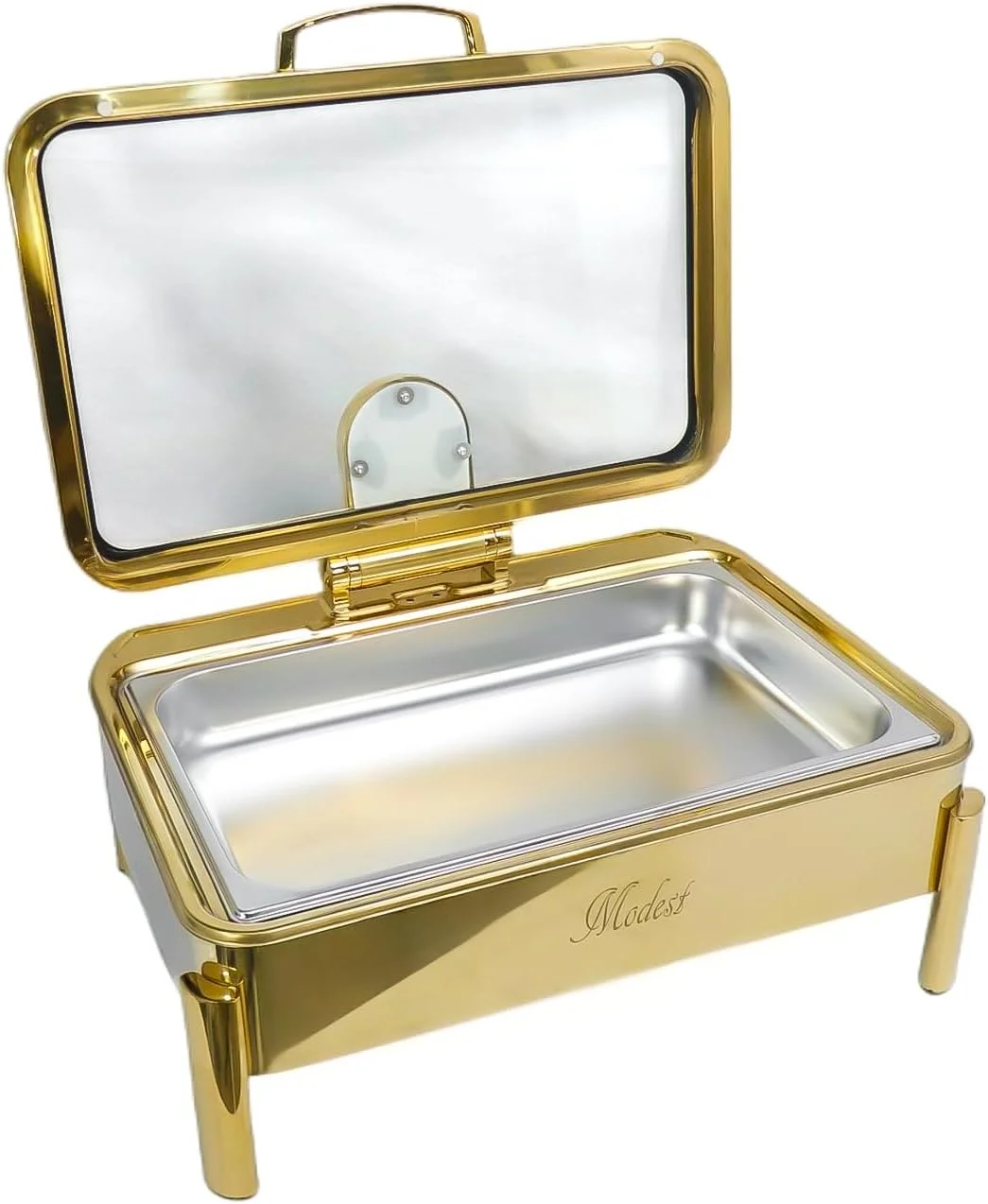 Full Gold 9L Luxury Rectangular Chafing Dish, Food Warmer, Breakfirst table, dinner table, Hotel, Restaurant, Golden