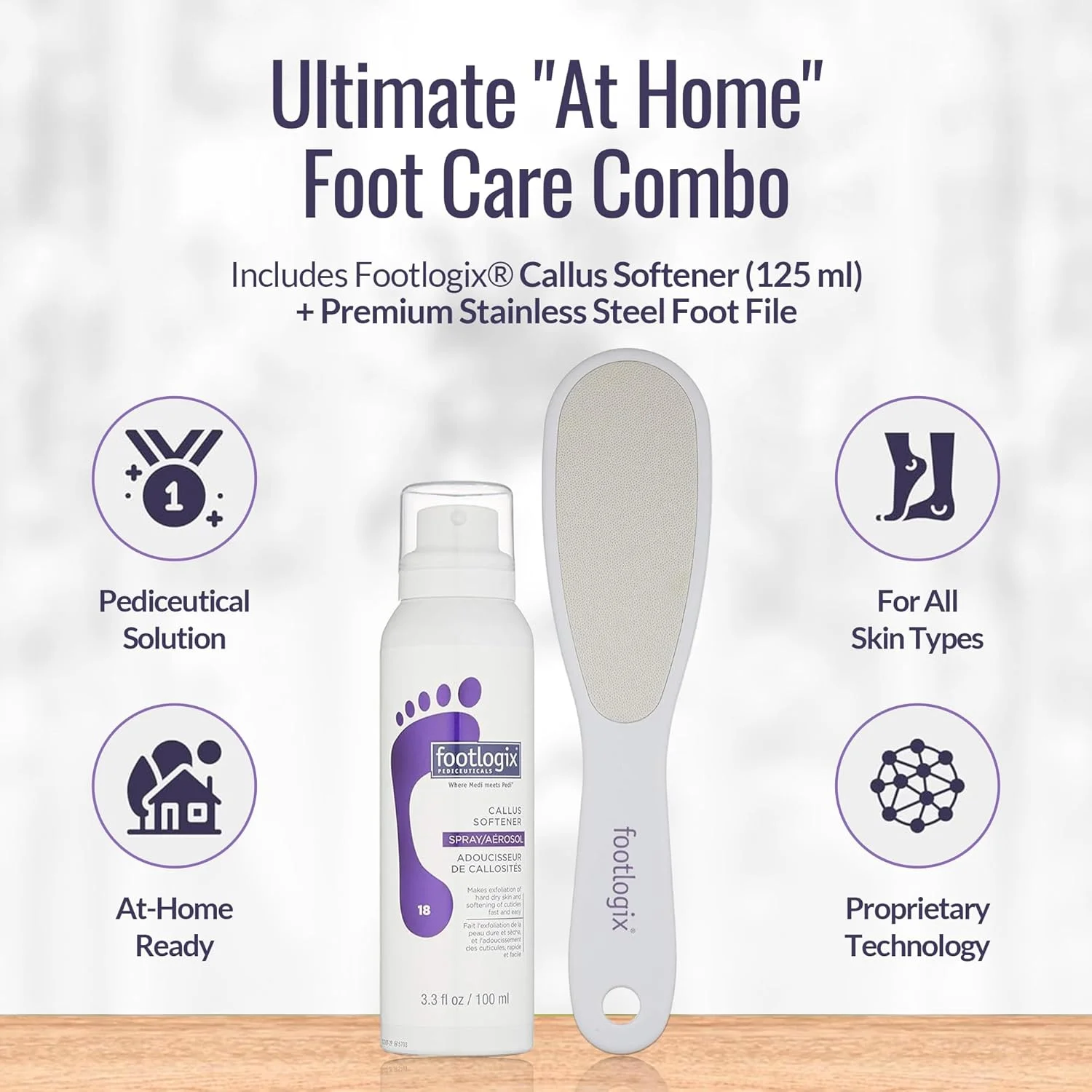 Footlogix Ultmate At Home Foot Care Combo - Callus Softener Spray,Daily Maintenance formula + Foot File Footlogix Ultmate At Home Foot Care Combo - Callus Softener Spray,Daily Maintenance formula + Foot File