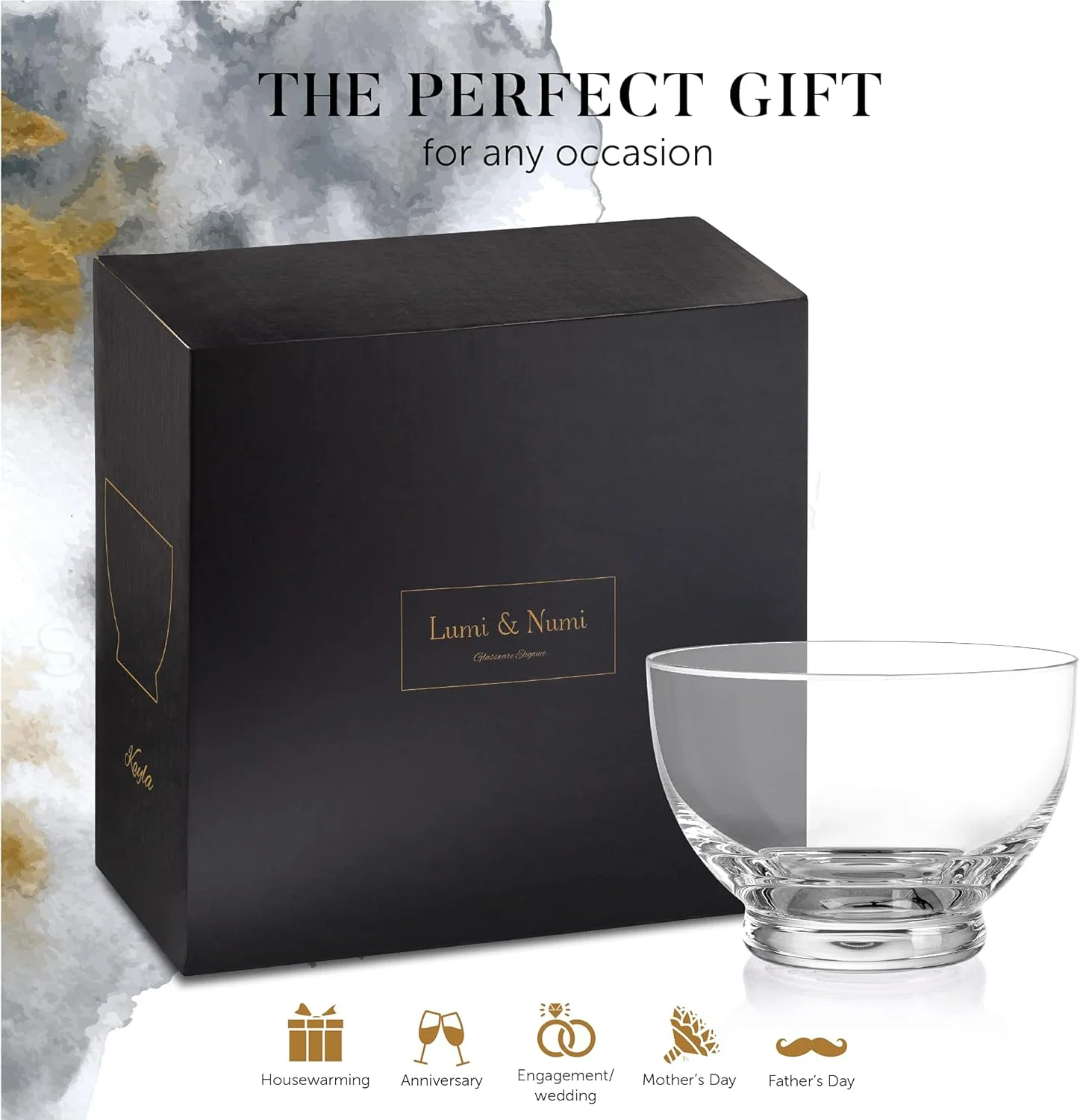 کاسه دسر شیشه ای دست ساز Lumi and Numi H – ست 4 تایی فنجان دسر کریستالی با قاشق های روکش طلا – کاسه های بستنی بدون سرب برای پیش غذا، چاشنی ها و کوکتل ها 350 میلی لیتری