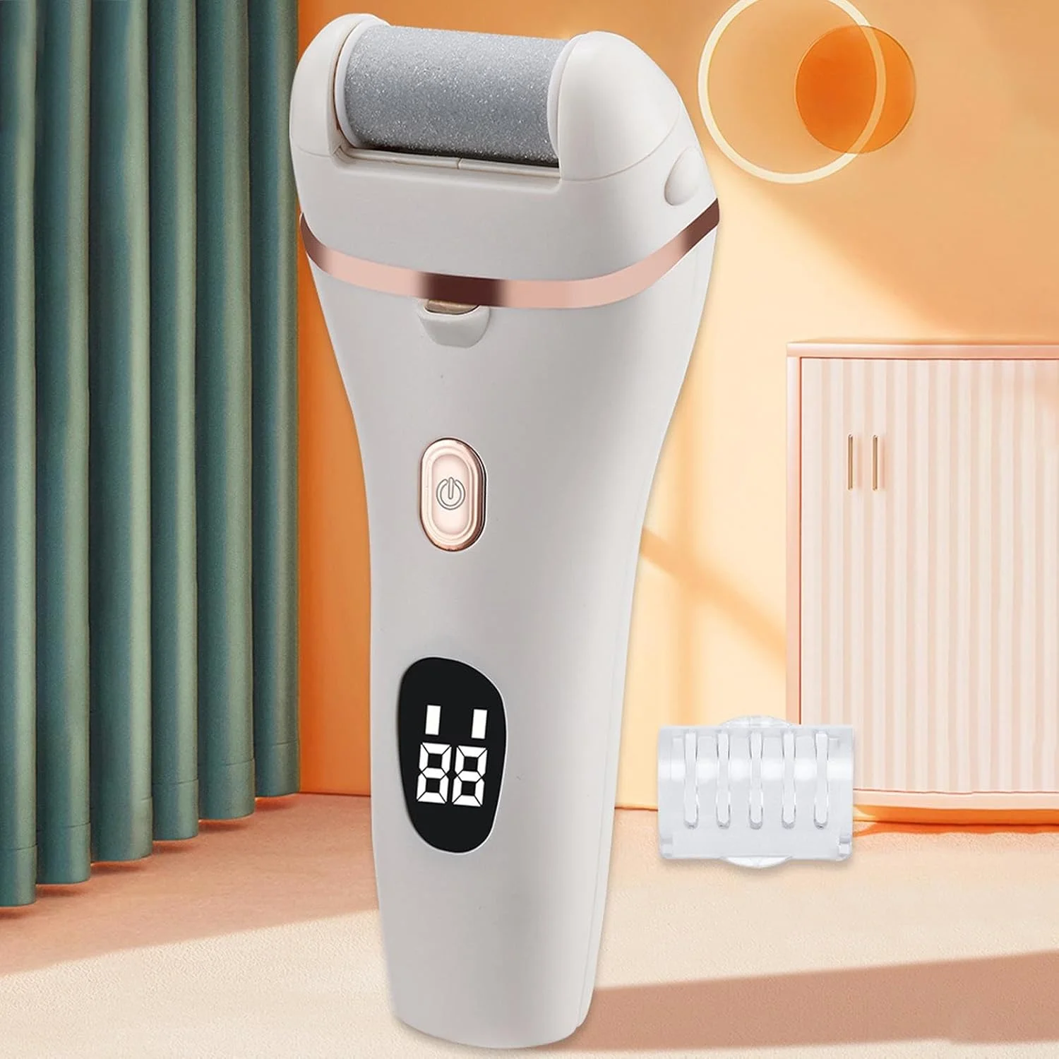 ابزار برقی از بین برنده پینه پا - سوهان پدیکور ضد آب - سنگ پای دیجیتالی شارژی بی سیم با نور برای پدیکور، از بین بردن پینه در منزل، سالن و اسپا