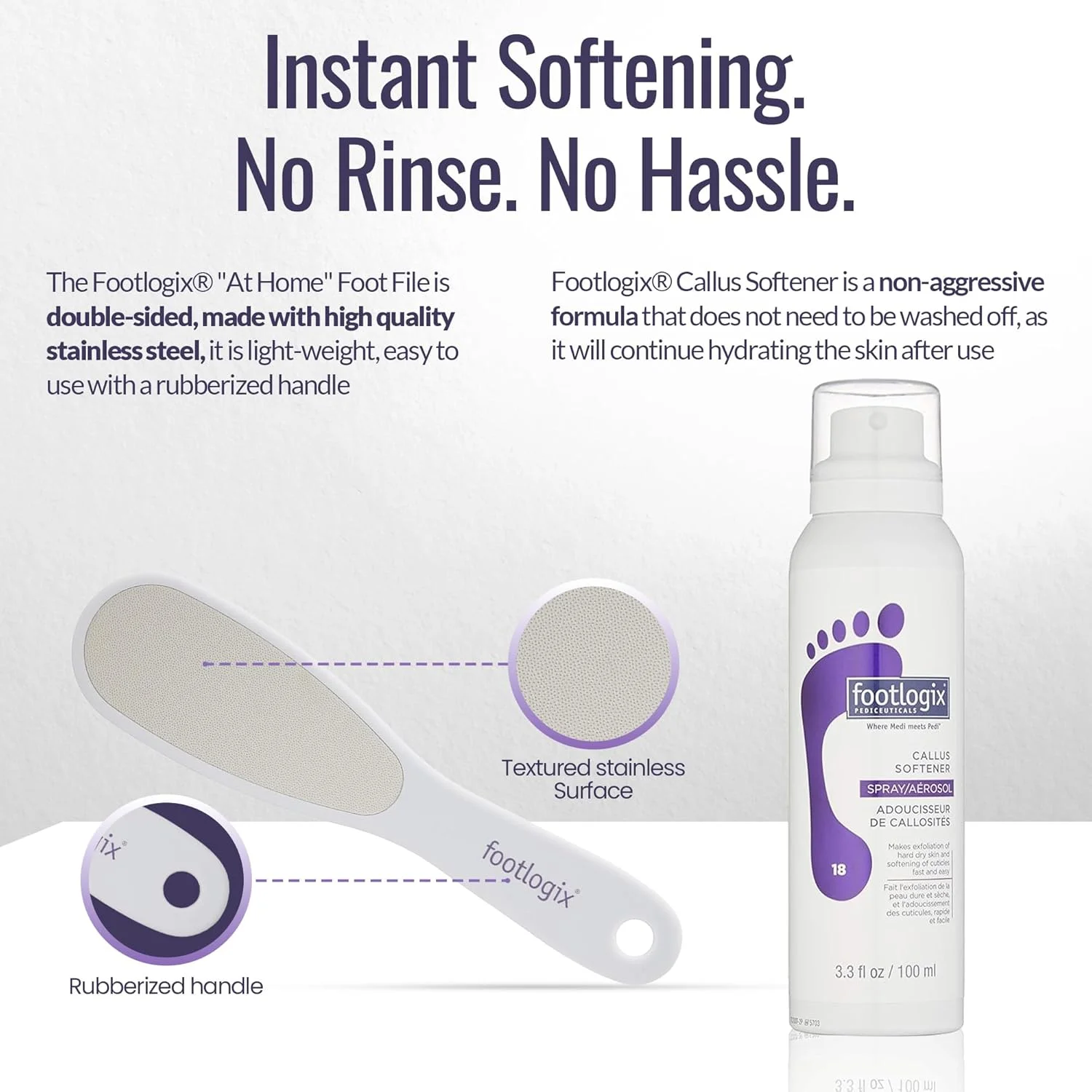 Footlogix Ultmate At Home Foot Care Combo - Callus Softener Spray,Daily Maintenance formula + Foot File Footlogix Ultmate At Home Foot Care Combo - Callus Softener Spray,Daily Maintenance formula + Foot File