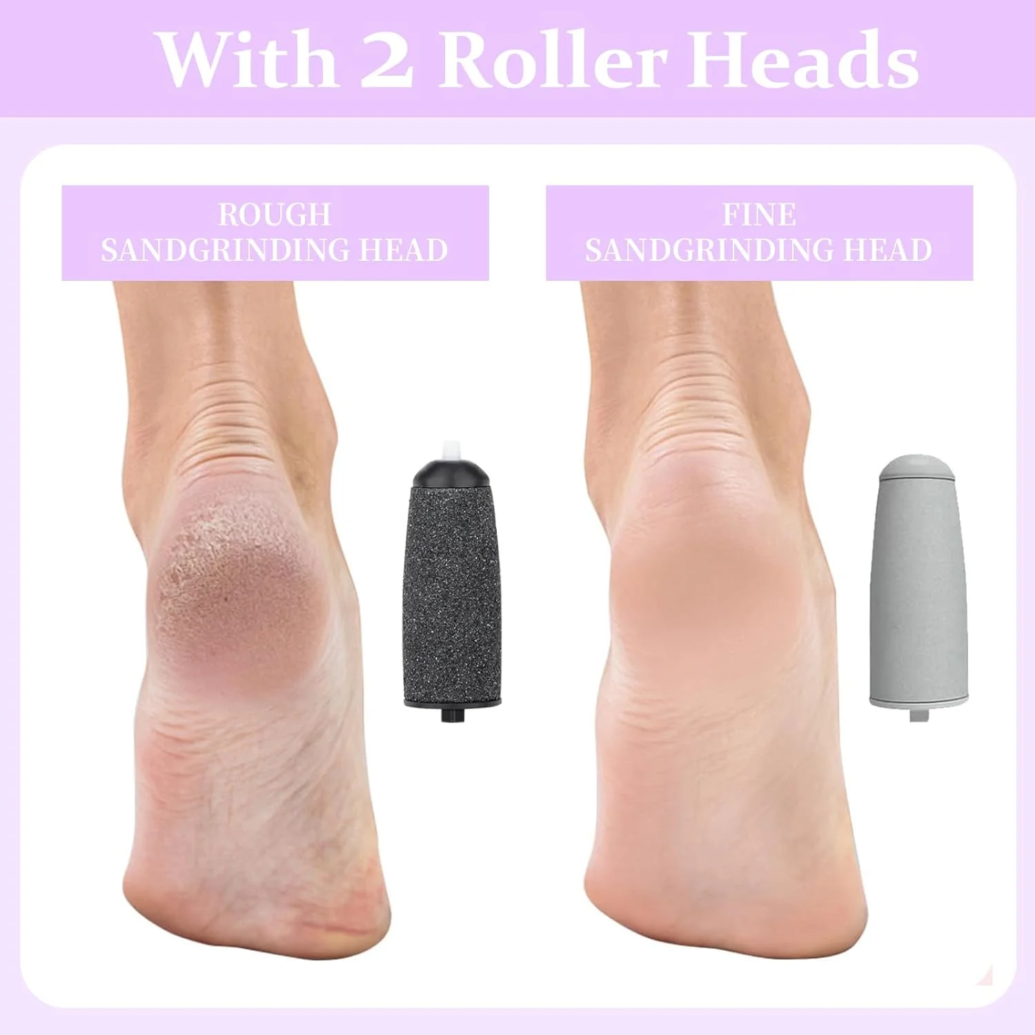 سوهان برقی پا، سوهان برقی شارژی از بین برنده پینه پا، ابزار حرفه ای پدیکور ضد آب با 2 غلتک و 2 سرعت برای پوست های ترک خورده، زبر و خشک