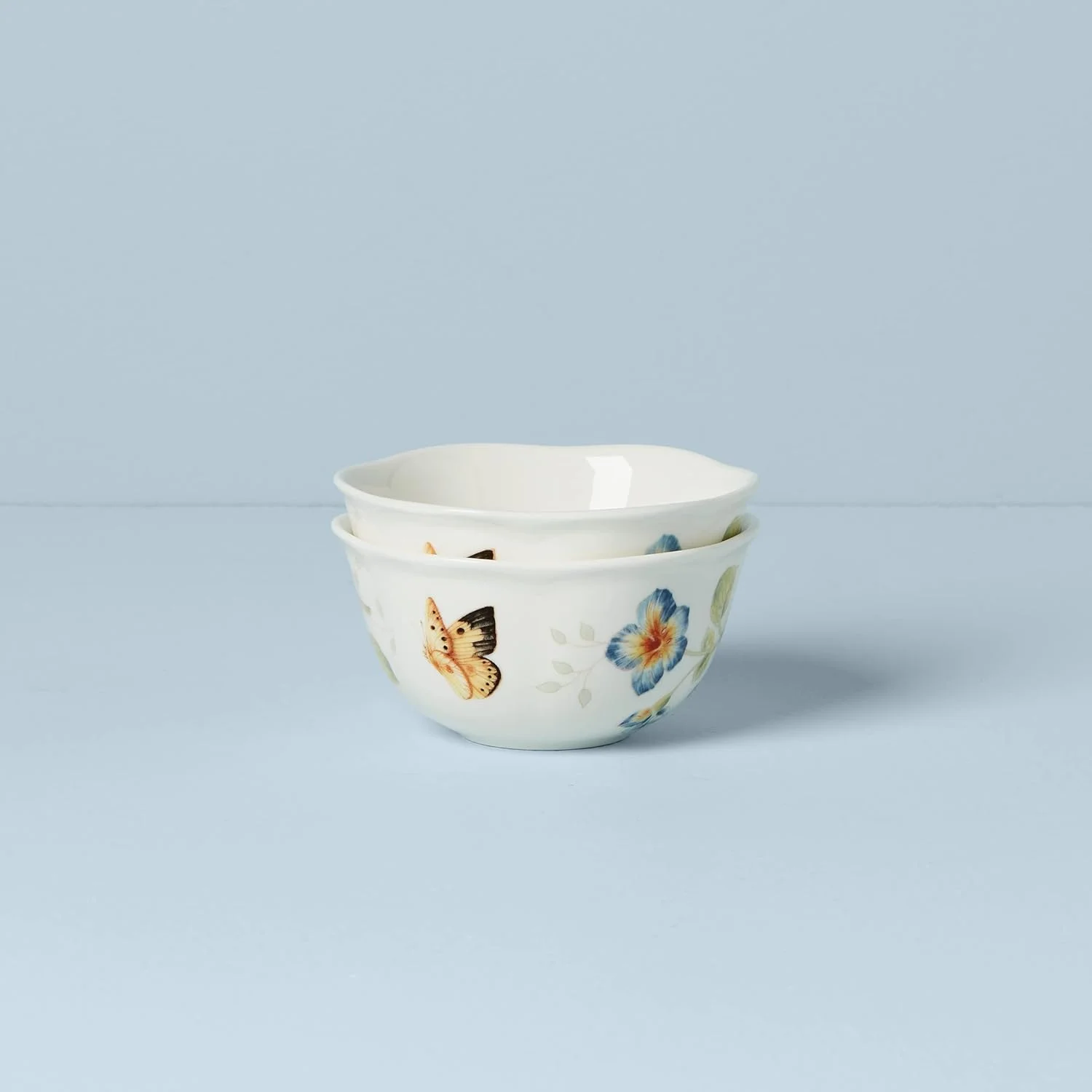 ست کاسه دسر چینی دو تکه لنوکس مدل Butterfly Meadow، آبی، 4.75 اینچ