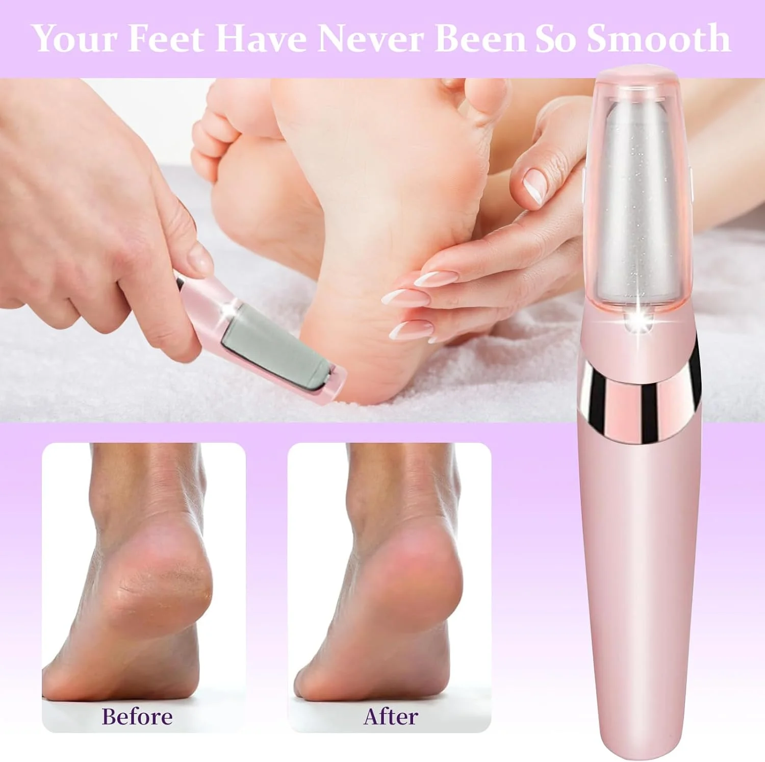 سوهان برقی پا، سوهان برقی شارژی از بین برنده پینه پا، ابزار حرفه ای پدیکور ضد آب با 2 غلتک و 2 سرعت برای پوست های ترک خورده، زبر و خشک