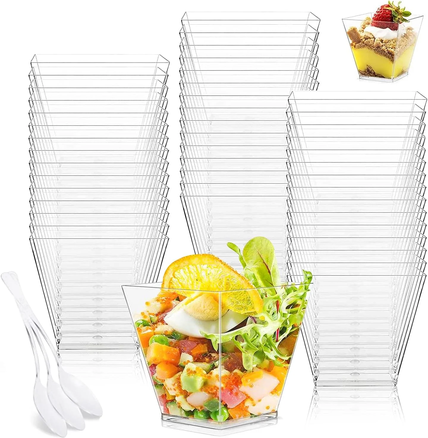 ظروف دسر LIVESTN، ست کاسه دسر 50 عددی، ظروف دسر پلاستیکی مربعی DIY، ظروف دسر پلاستیکی قابل استفاده مجدد برای پودینگ، بستنی، غذا و دسر ظروف دسر LIVESTN، ست کاسه دسر 50 عددی، ظروف دسر پلاستیکی مربعی DIY، ظروف دسر پلاستیکی قابل استفاده مجدد برای پودینگ، بستنی، غذا و دسر