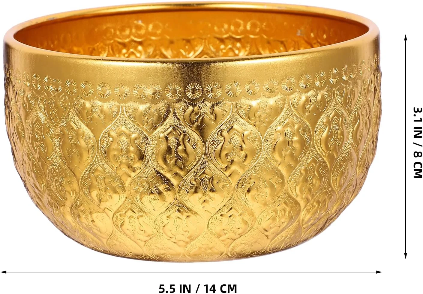 LOGOFUN کاسه های کوچک طلایی استیل ضد زنگ، کاسه های سوپ برنج فلزی عمیق با الگوهای حکاکی شده دستی، مدل کاسه دسر برای لوازم آشپزی خانگی، آشپزی، کمپینگ - طلایی