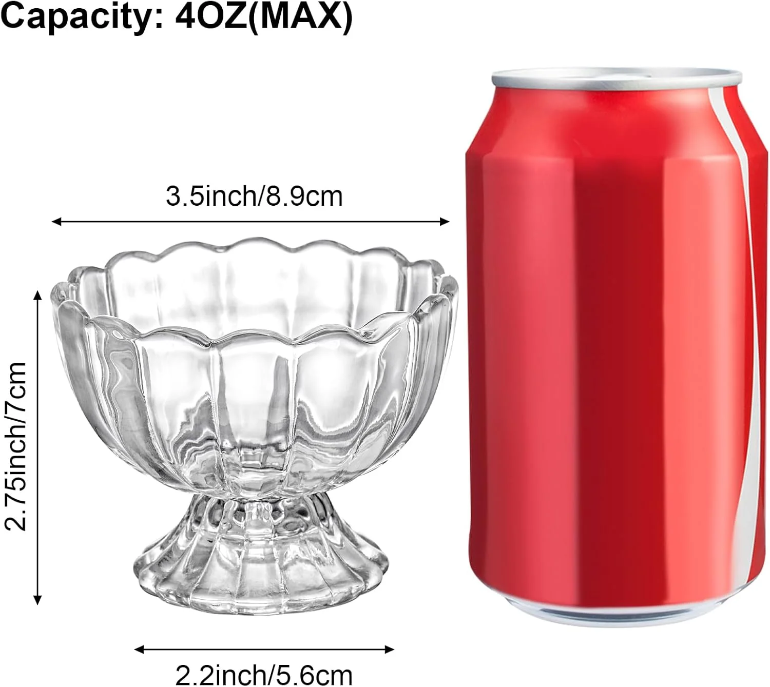 ظروف دسر شیشه ای Lawei بسته 6 عددی - کاسه های بستنی شیشه ای 150 میلی لیتری، کاسه های دسر پایه دار کوچک برای دسر، بستنی، سالاد، کوکتل، چاشنی، ترایفل