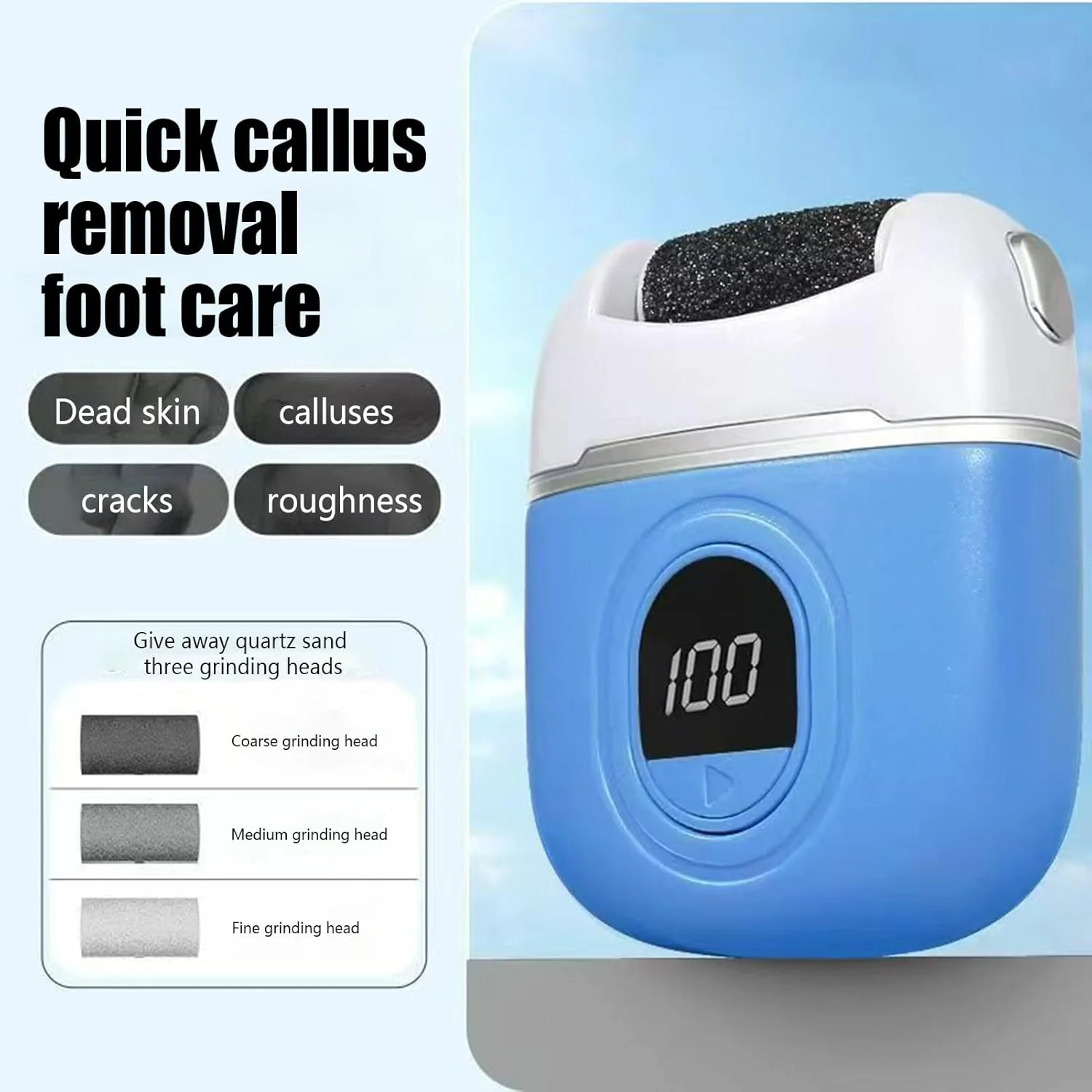سوهان پدیکور پا، سنگ پا برقی - اسکرابر پدیکور برقی شارژی بی سیم برای از بین بردن پوست مرده در منزل و سالن