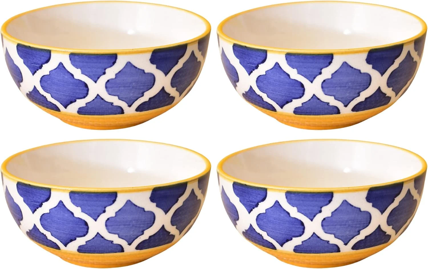 کاسه دسر سرامیکی دست ساز KunhaR - 200 میلی لیتر، 4 عدد، زرد