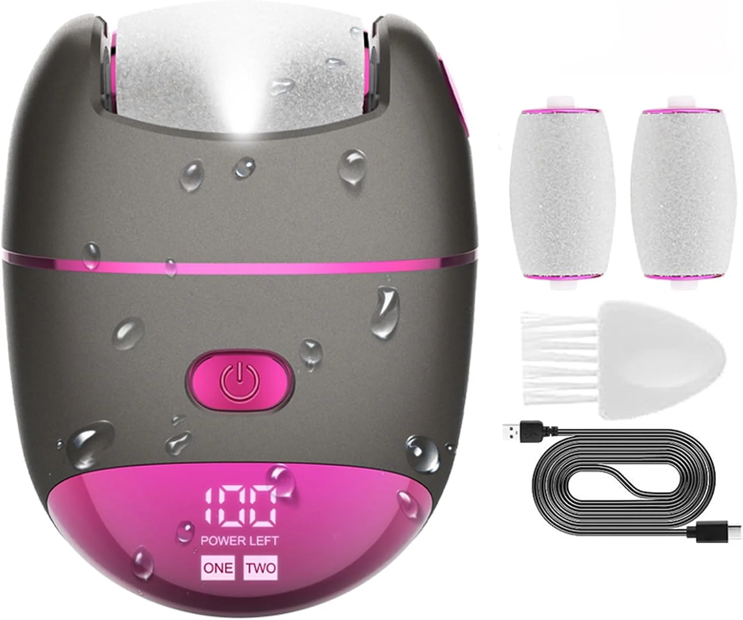 سوهان برقی پا Excefore برای داشتن پاهایی ابریشمی - ضد آب، قابل شارژ، 3 غلتک، 2 سرعت، نمایشگر قدرت برای پوست مرده، پوست ترک خورده، مراقبت روزانه پا، هدیه ای ایده آل