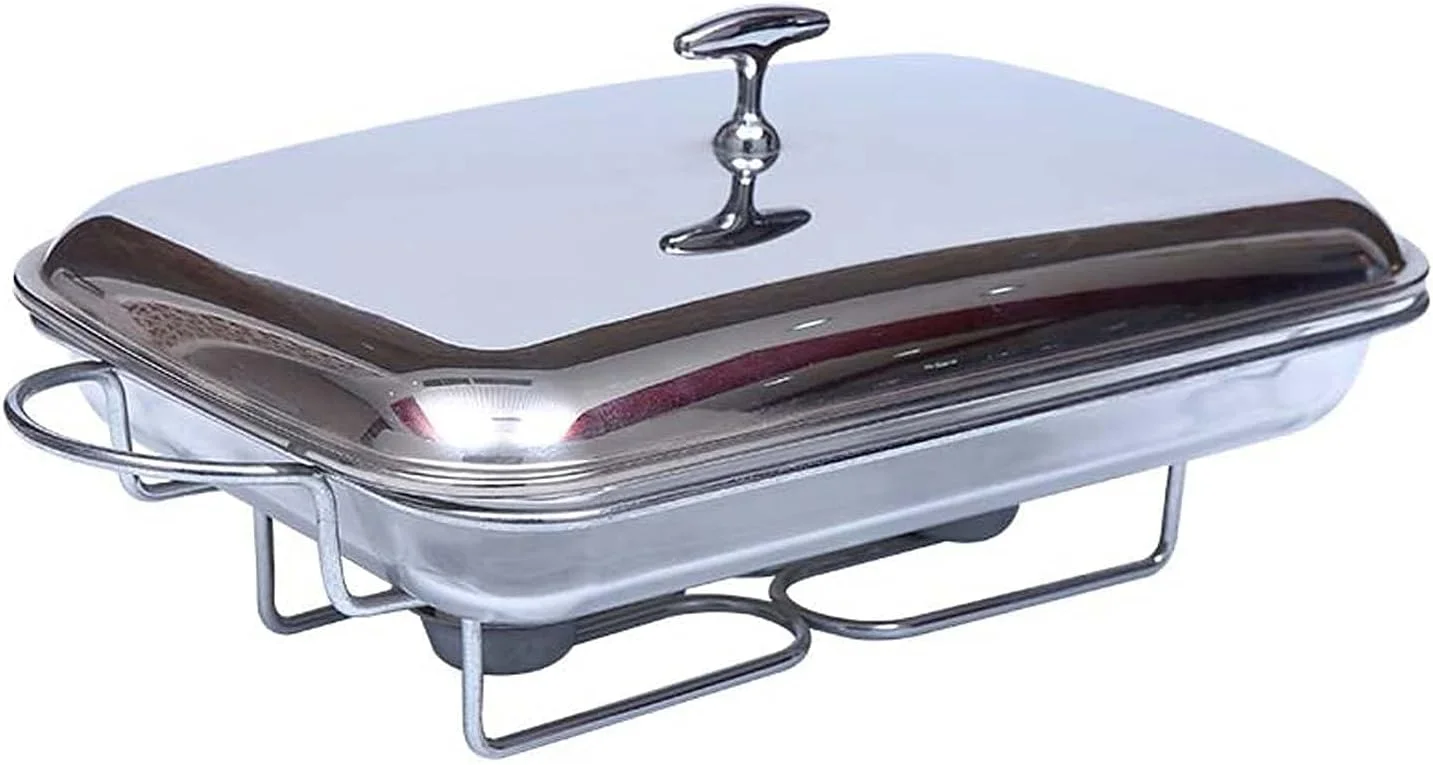 گرمکن غذا ظرف گرمکن مستطیلی استیل ضد زنگ، با ظرف گرمکن شیشه ای، برای بوفه، پذیرایی، آشپزخانه و مهمانی