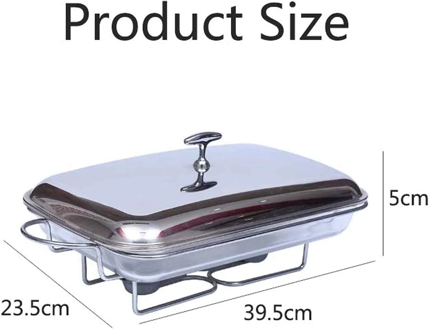 گرمکن غذا ظرف گرمکن مستطیلی استیل ضد زنگ، با ظرف گرمکن شیشه ای، برای بوفه، پذیرایی، آشپزخانه و مهمانی