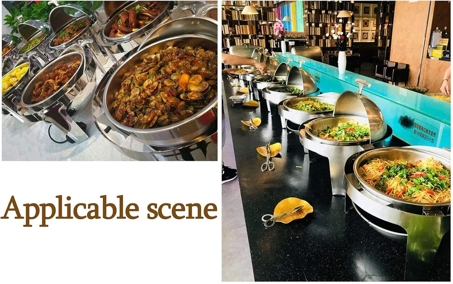 ظرف گرم نگهدارنده غذا ksamwjf، گرم کننده غذا برای مهمانی ها و بوفه ها، گرم کننده و سرو کننده بوفه گرد برای تازه و خوشمزه نگه داشتن غذا، 6 لیتر - گرمایش الکلی