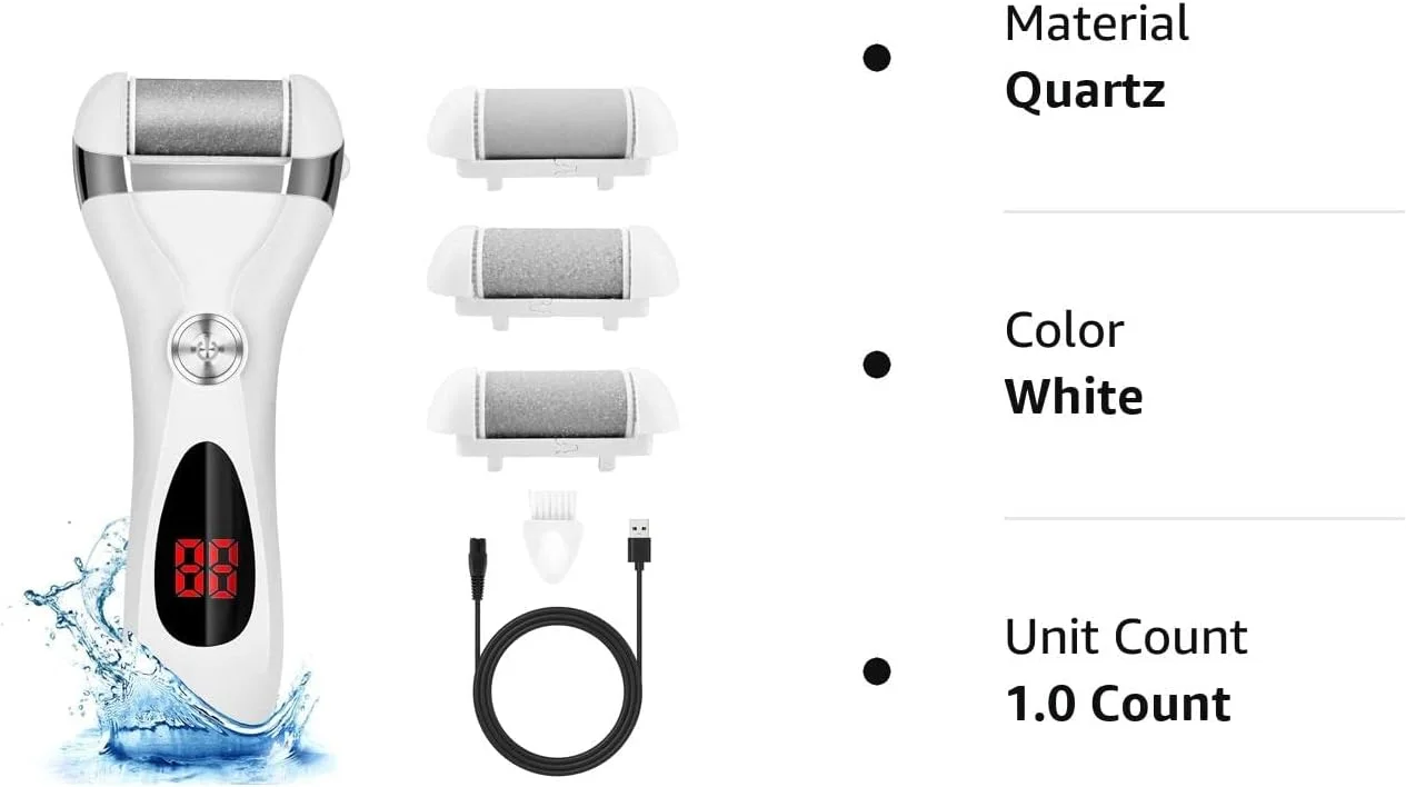 کیت سوهان برقی پا Excefore، سوهان شارژی پا با 3 سری سمباده، سوهان ضد آب پا، کیت ابزار حرفه ای پدیکور، مراقبت از پا برای پوست های مرده، ترک خورده و خشک، هدیه ای ایده آل