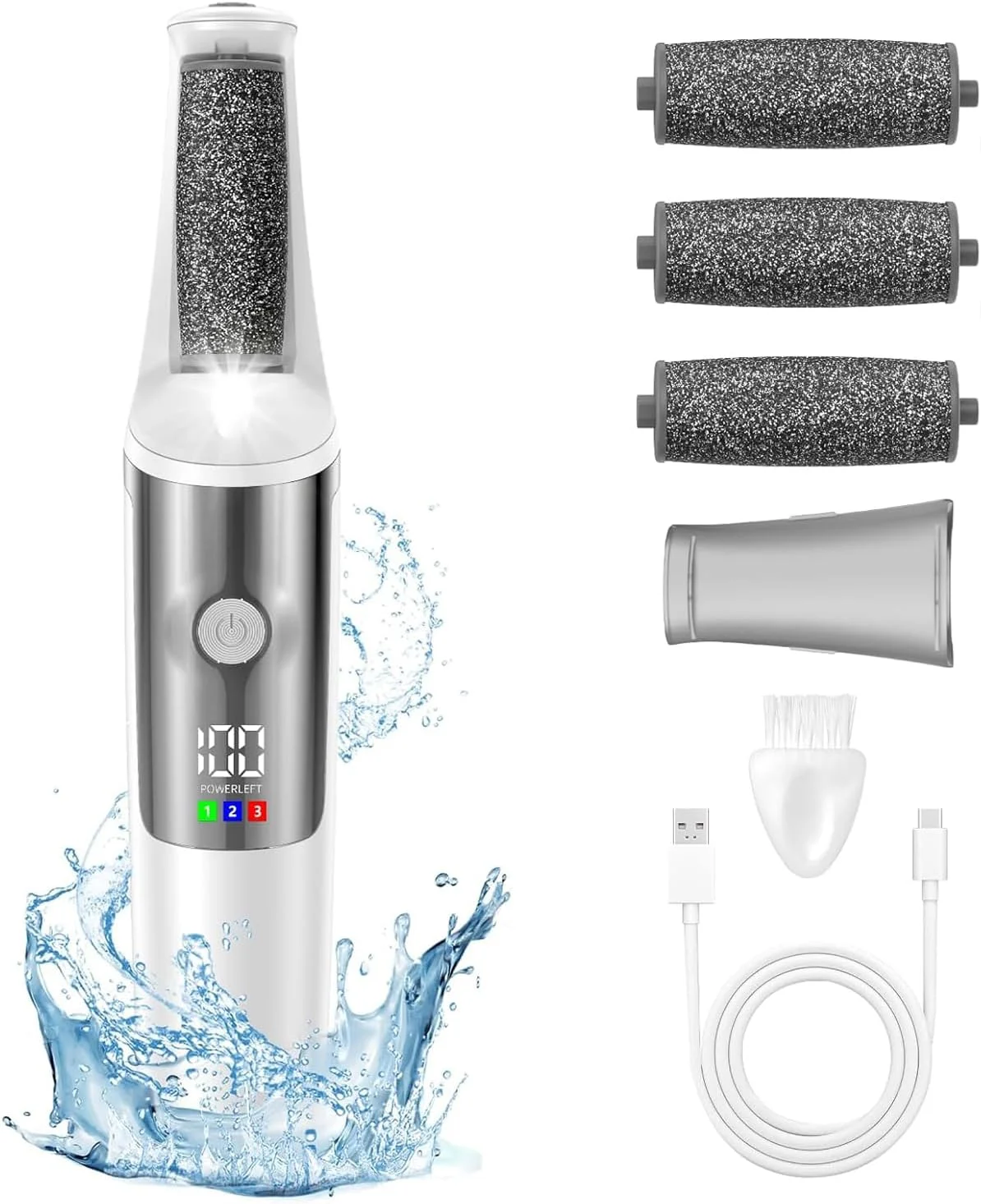 دستگاه سوهان برقی پا Exrp، ۳ غلتک، ۳ سرعت، ابزار حرفه ای پدیکور و اسکرابر پا برای از بین بردن پوست مرده، کیت مراقبت از پا برای مردان و زنان، هدیه ای ایده آل