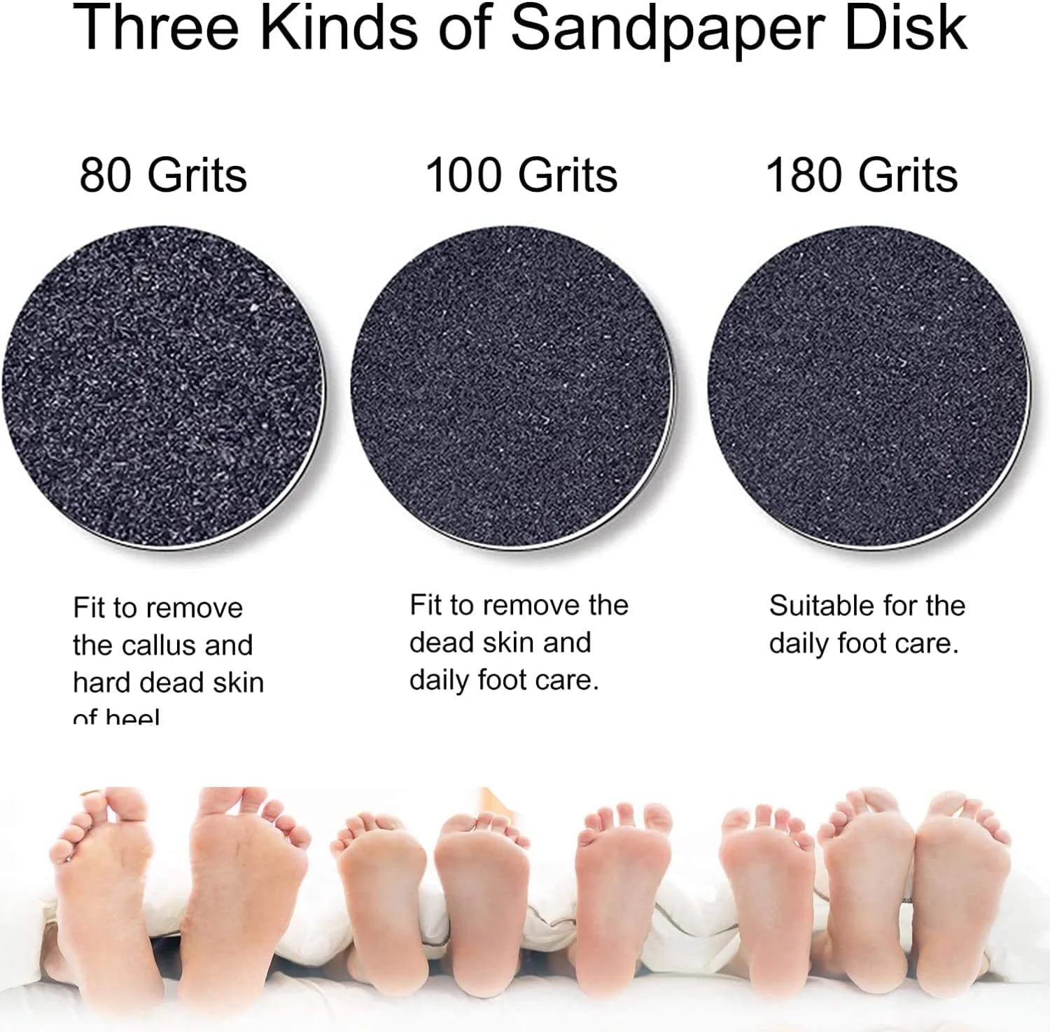 پد جایگزین دیسک سمباده ای چسبی اکسفور 180 عددی برای فایل های برقی سوهان پا، دیسک از بین برنده پینه و پوست مرده ابزار پدیکور (دانه بندی 80، 100، 180)