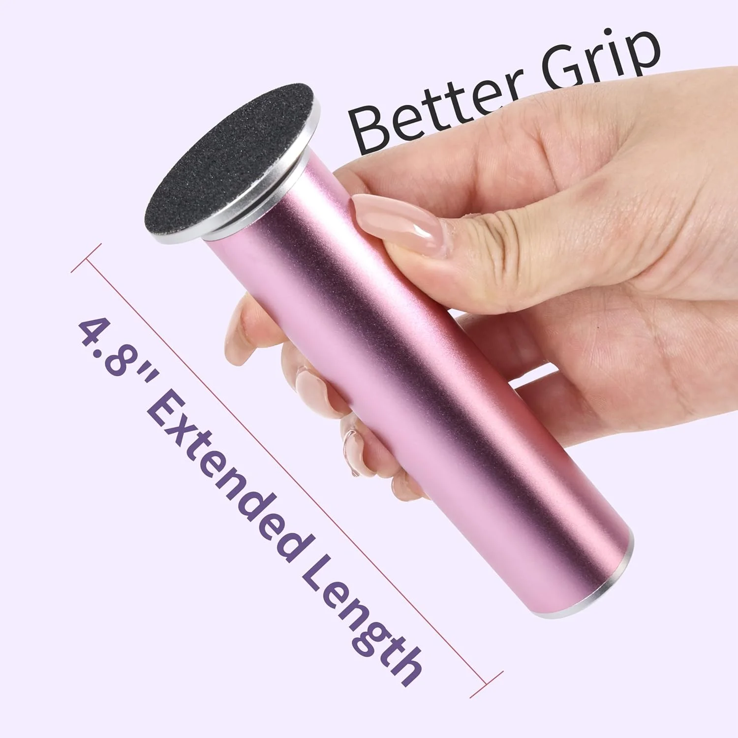 سوهان برقی پدیکور FancyJun به همراه 120 عدد دیسک سمباده (در 3 سایز)، سوهان حرفه ای آلومینیومی 800 دور در دقیقه 4.8 اینچی، دارای کنترل سرعت متغیر برای از بین بردن پوست های مرده (بنفش)