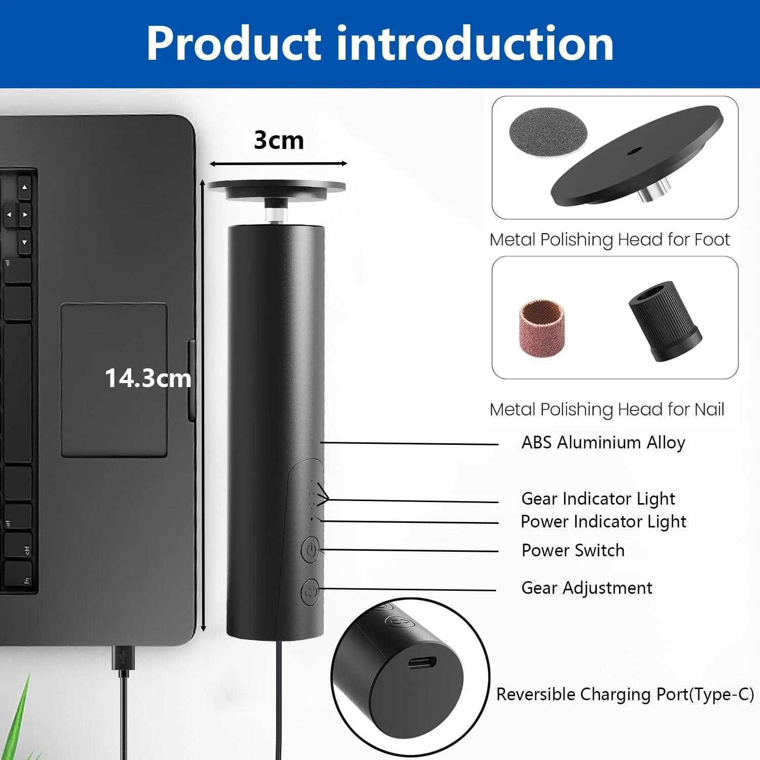 سوهان برقی پینه پا، سوهان برقی پا و سنگ ناخن 2 در 1، ابزار پدیکور سنباده ای شارژی حرفه ای برای پوست خشک و مرده پا به همراه دیسک سنباده، 6 سرعته قابل تنظیم