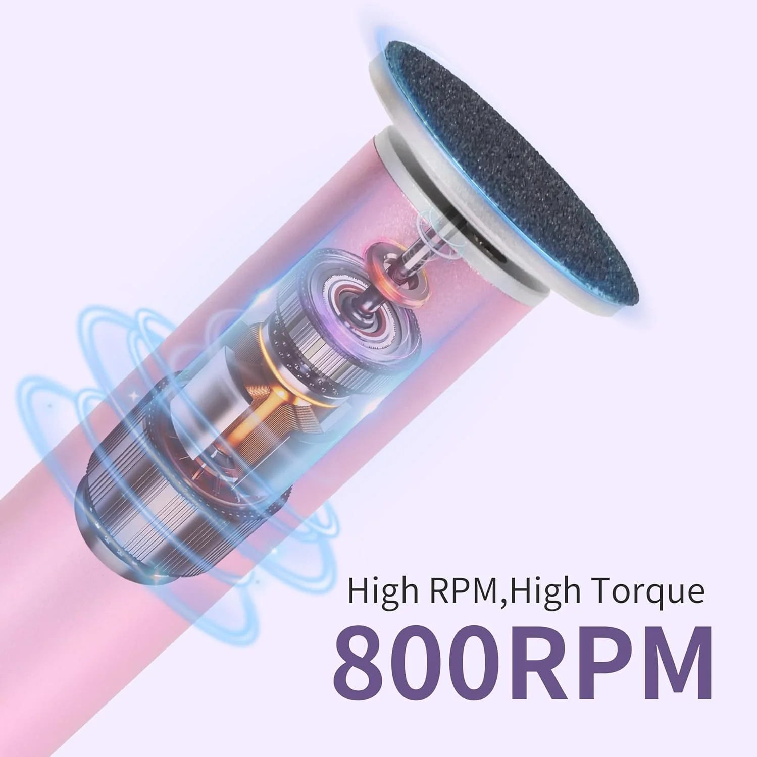 سوهان برقی پدیکور FancyJun به همراه 120 عدد دیسک سمباده (در 3 سایز)، سوهان حرفه ای آلومینیومی 800 دور در دقیقه 4.8 اینچی، دارای کنترل سرعت متغیر برای از بین بردن پوست های مرده (بنفش)