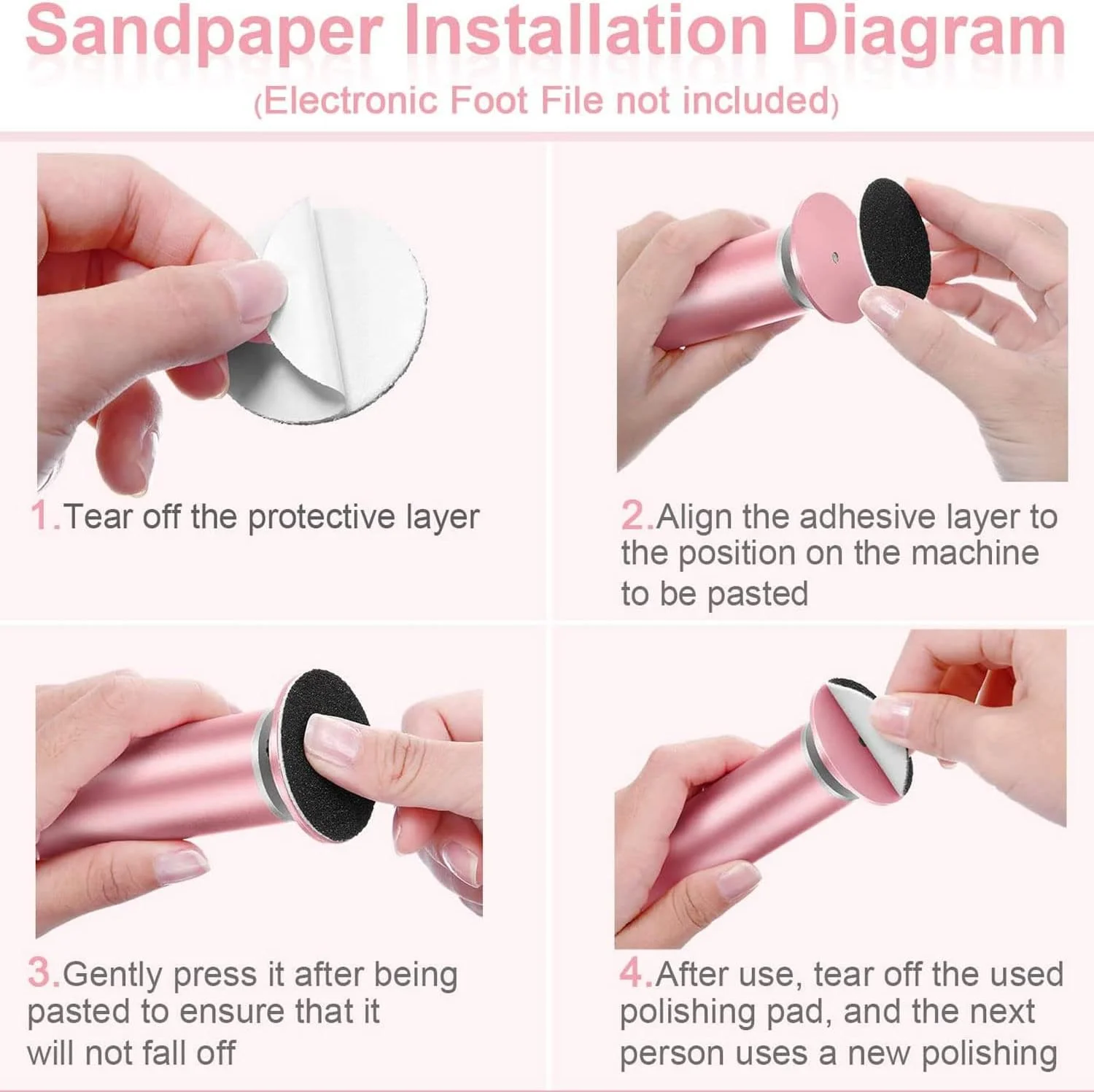 پد جایگزین دیسک سمباده ای چسبی اکسفور 180 عددی برای فایل های برقی سوهان پا، دیسک از بین برنده پینه و پوست مرده ابزار پدیکور (دانه بندی 80، 100، 180)