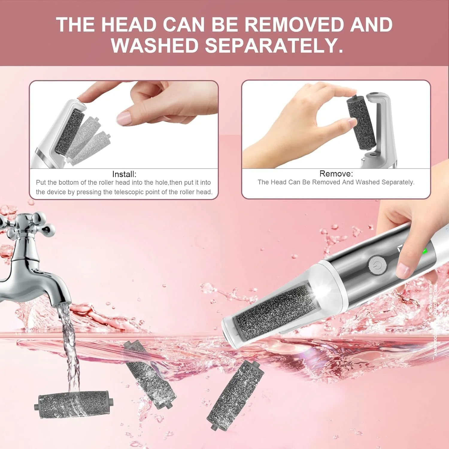 دستگاه سوهان برقی پا Exrp، ۳ غلتک، ۳ سرعت، ابزار حرفه ای پدیکور و اسکرابر پا برای از بین بردن پوست مرده، کیت مراقبت از پا برای مردان و زنان، هدیه ای ایده آل