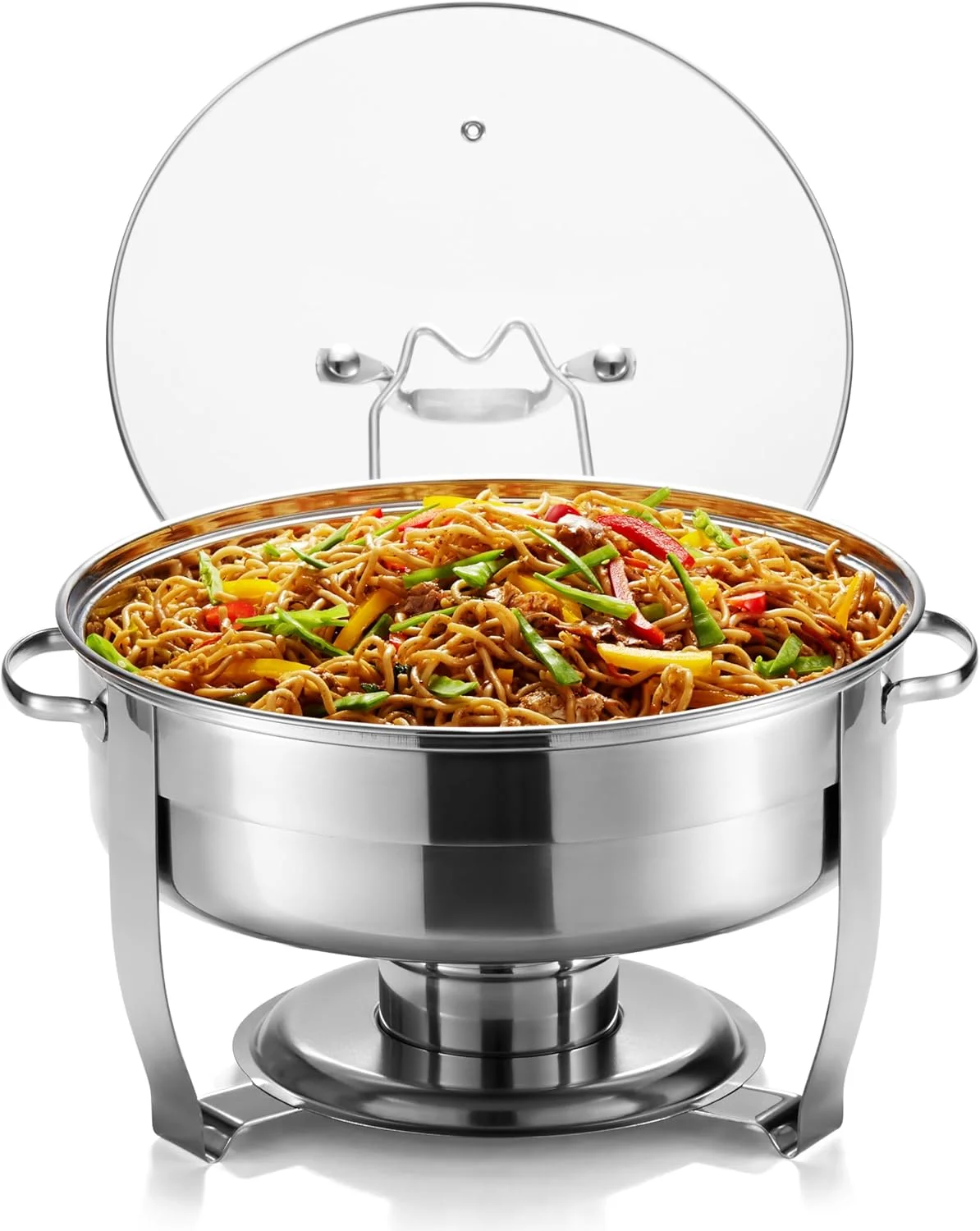 ظرف گرم نگهدارنده غذا کوک، استیل ضد زنگ با درب شیشه ای، شامل پایه، ۴.۵ کوارت