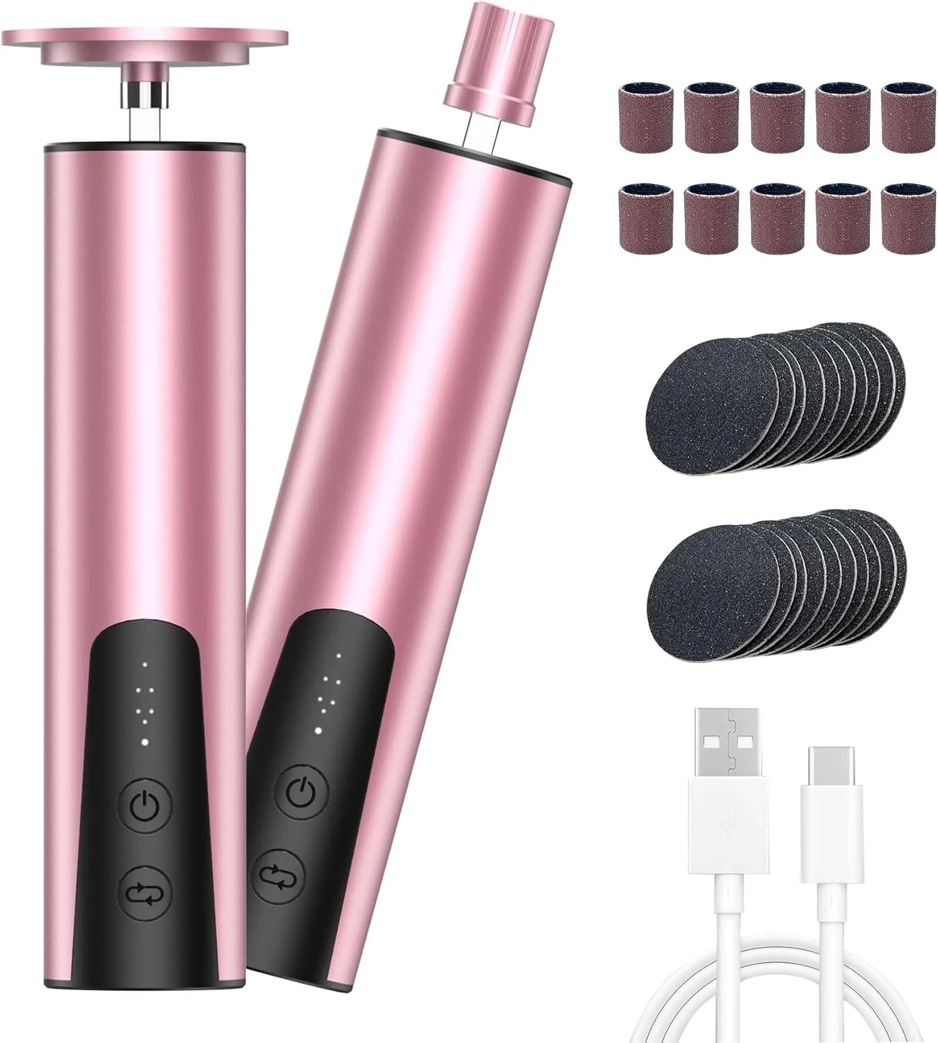 دستگاه سوهان برقی پدیکور و مانیکور ERYUHAIAN، سوهان برقی پا و سوهان ناخن 2 در 1، دستگاه سوهان پا شارژی، سمباده برقی حرفه ای پا برای از بین بردن پوست مرده، 6 سرعت قابل تنظیم - صورتی