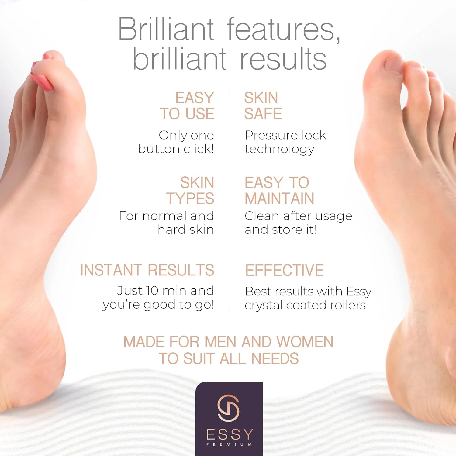 سوهان برقی پا Essy، از بین برنده پینه پا، سوهان برقی پا برای از بین بردن پوست مرده، ابزار از بین برنده پینه پا، پدیکور برقی، کیت سوهان برقی پا