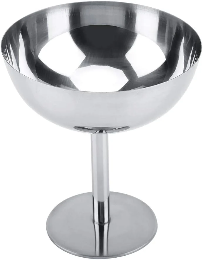 کاسه دسر استیل KIMISS، کاسه بستنی استیل، کاسه سرو دسر، کاسه برای سالاد، میوه، پودینگ (بزرگ) (پایه بلند)