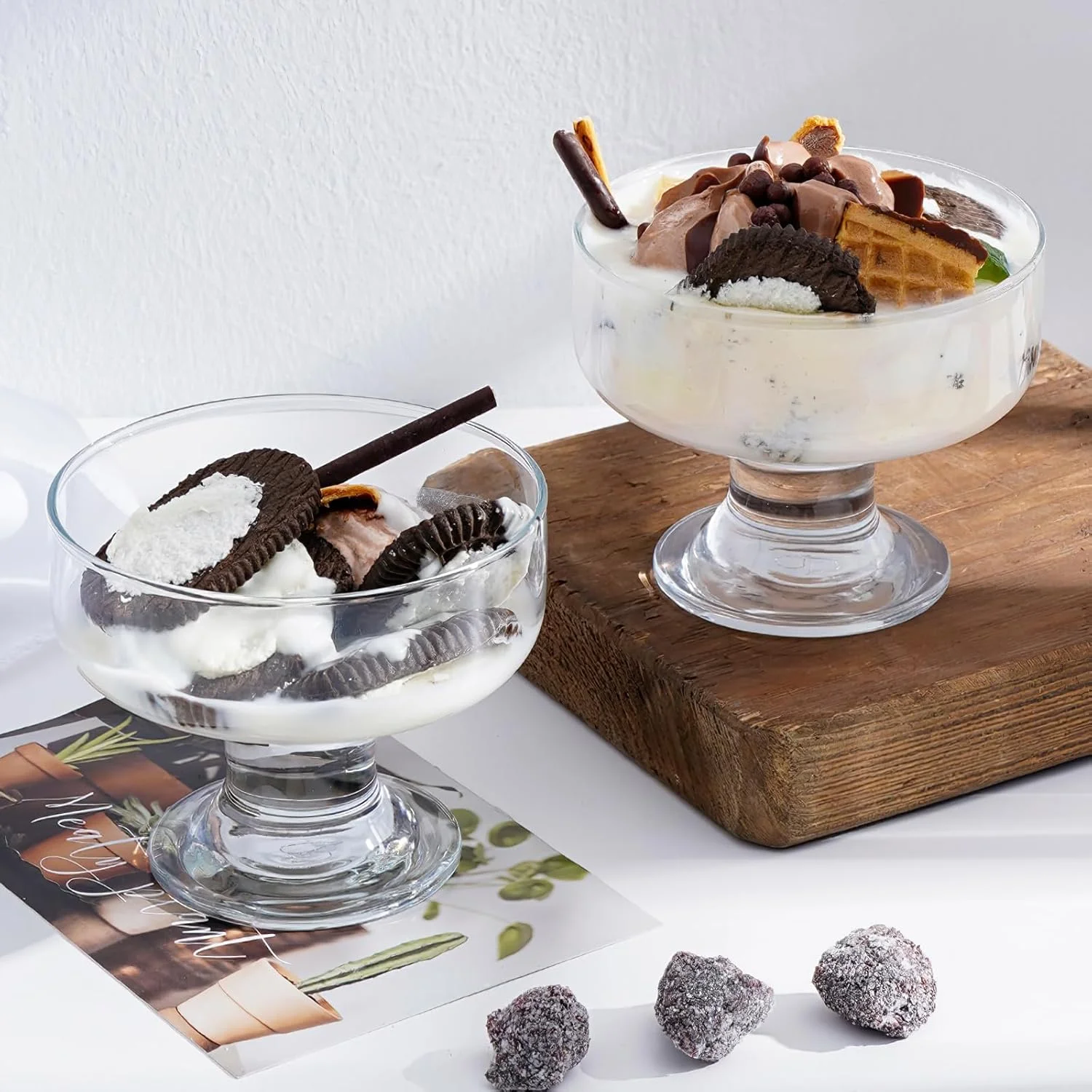 کینگرول، ست 6 عددی کاسه دسر شیشه ای، کاسه های شیشه ای کریستالی 192 میلی لیتری برای بستنی، میوه، پودینگ، تنقلات، غلات، آجیل - ظروف سرو شیشه ای ممتاز، کاسه کوچک ترایفل