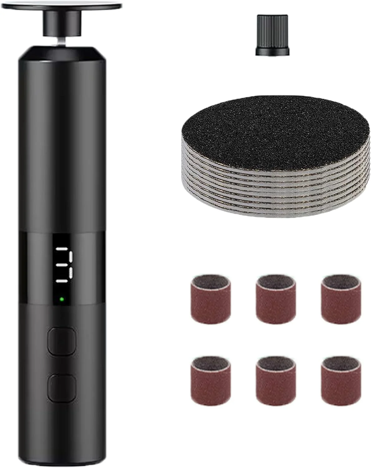 دستگاه سوهان برقی شارژی الیتزیا 2 در 1 از بین برنده پینه پا، دستگاه سنگ پا با 3 سرعت قابل تنظیم و ابزار مراقبت از ناخن مناسب استفاده خانگی - مشکی مدل ETFO01