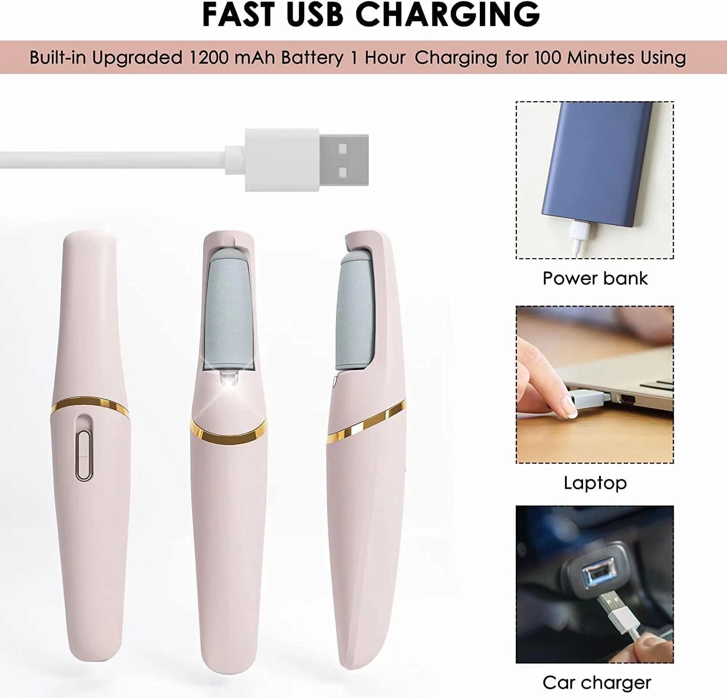 سوهان برقی پدیکور پا ELTERAZONE، کیت پدیکور شارژی، دارای تنظیم سرعت 2 حالته با 2 سری غلتکی سنگ زنی برای از بین بردن پینه، ترک پاشنه و پوست سخت