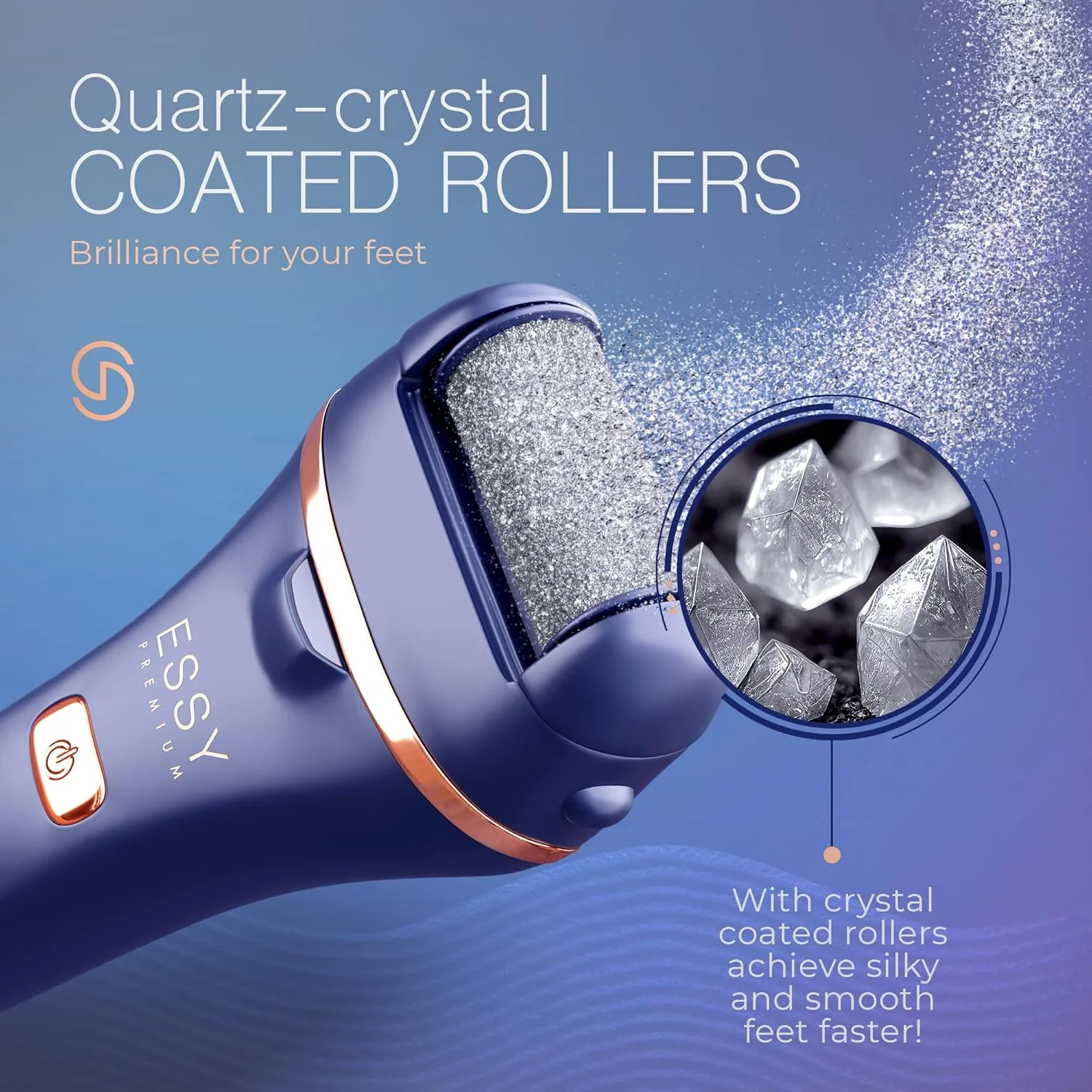 سوهان برقی پا Essy، از بین برنده پینه پا، سوهان برقی پا برای از بین بردن پوست مرده، ابزار از بین برنده پینه پا، پدیکور برقی (آبی تیره)