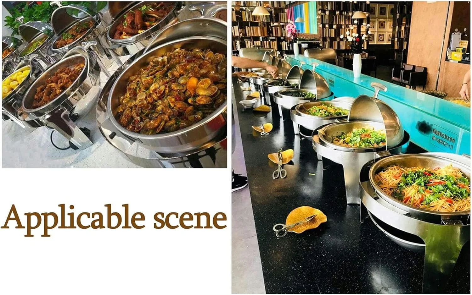 ظرف گرم نگهدارنده غذا KFJZGZZ، گرم کننده غذا برای مهمانی ها و بوفه ها، گرم کننده و سرو کننده بوفه گرد برای تازه و خوشمزه نگه داشتن غذا، 6 لیتر